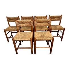 Charlotte Perriand for Sentou Les Arcs Dining Chairs Set of 6