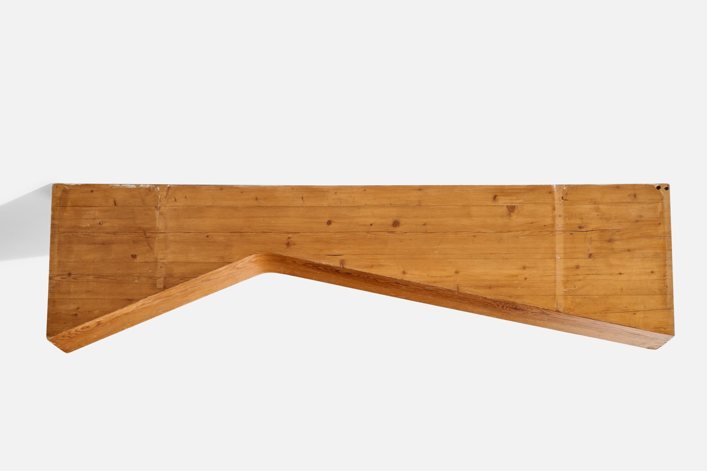 Charlotte Perriand, Freeform Console Bench, Pine, France, 1967 In Fair Condition For Sale In High Point, NC