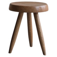 Vintage Charlotte Perriand High Berger Stool in Gold Toned Oak Wood, France, circa 1965
