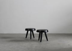 Charlotte Perriand Set of Two Black Stools in Wood 1950s