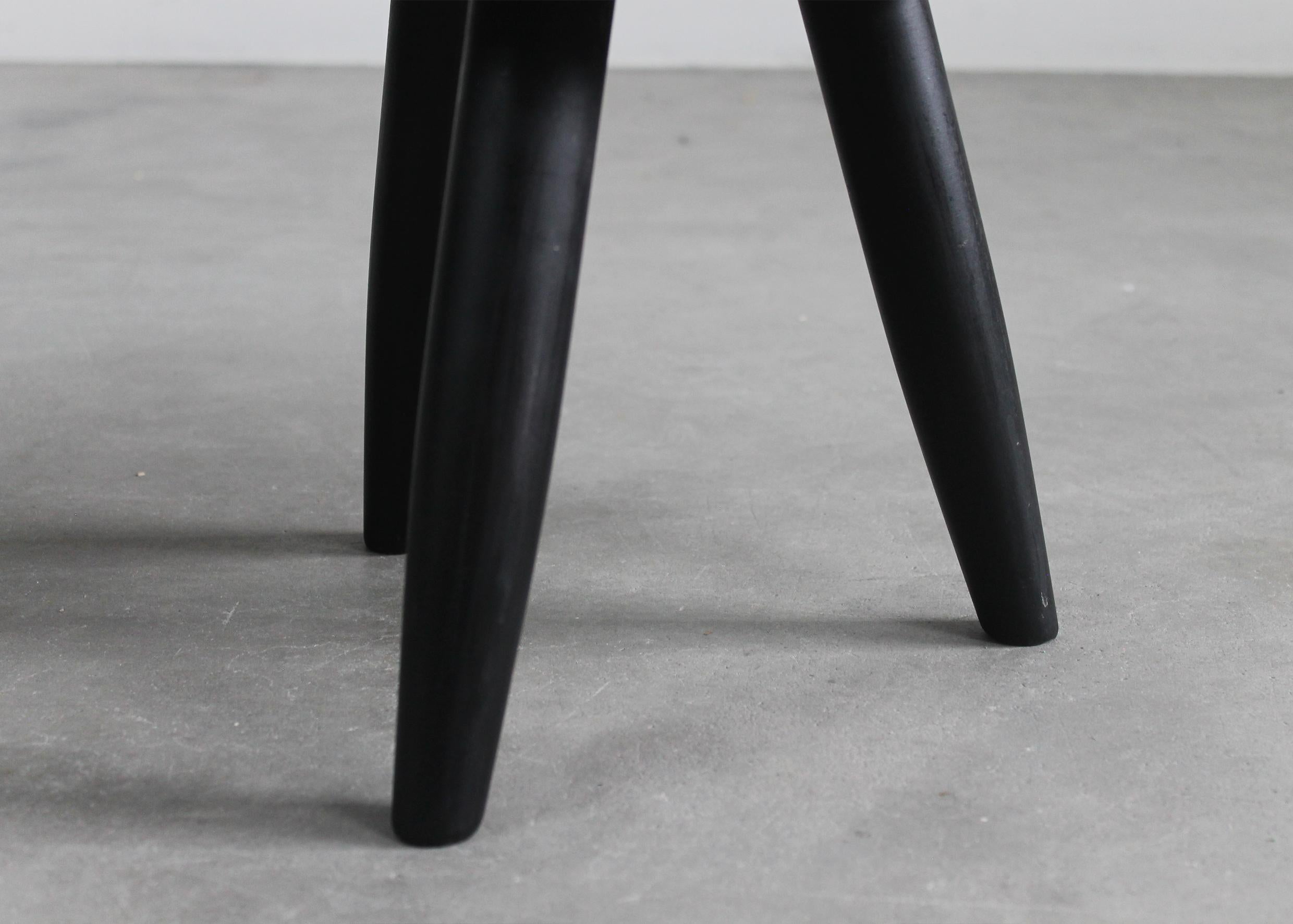 Stained Charlotte Perriand Set of Two Black Stools in Wood 1950s For Sale