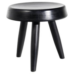 Charlotte Perriand 'in the Style' Stool in Black Stained Wood, 1950s