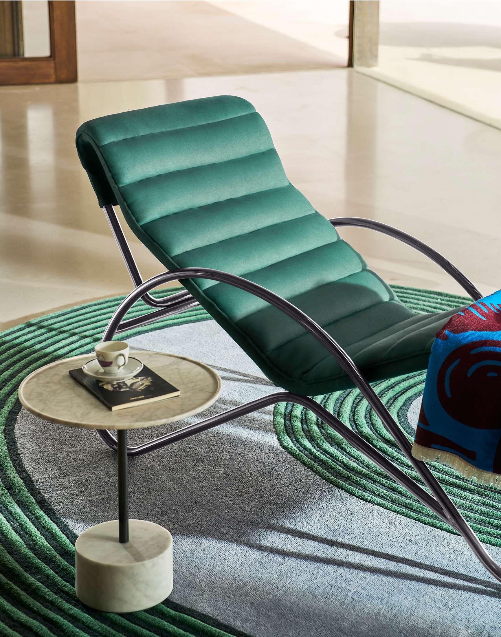 Italian Charlotte Perriand Indochine Blue Chaise Lounge by Cassina For Sale