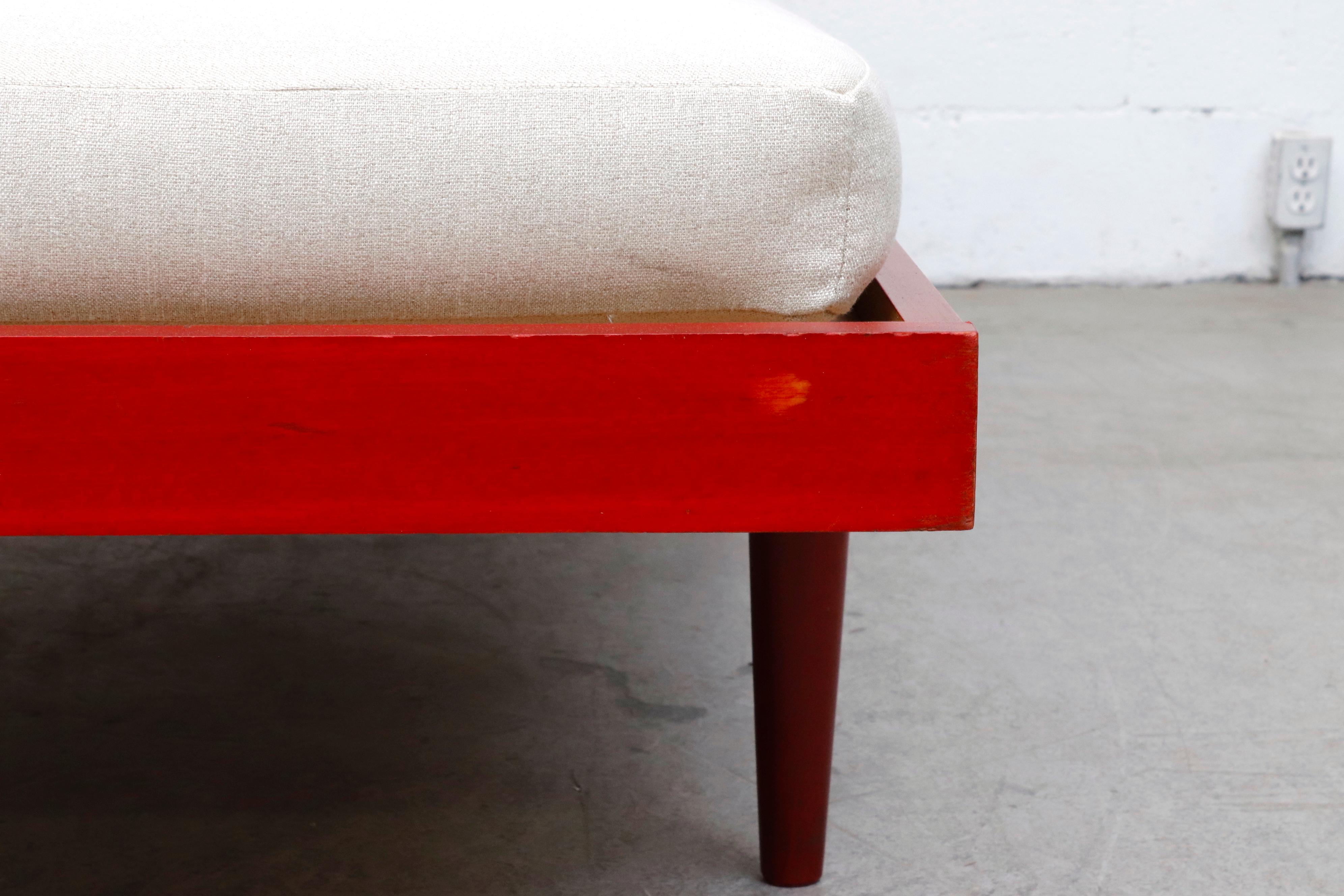 Dutch Mid-Century Daybed with Red Stained Frame