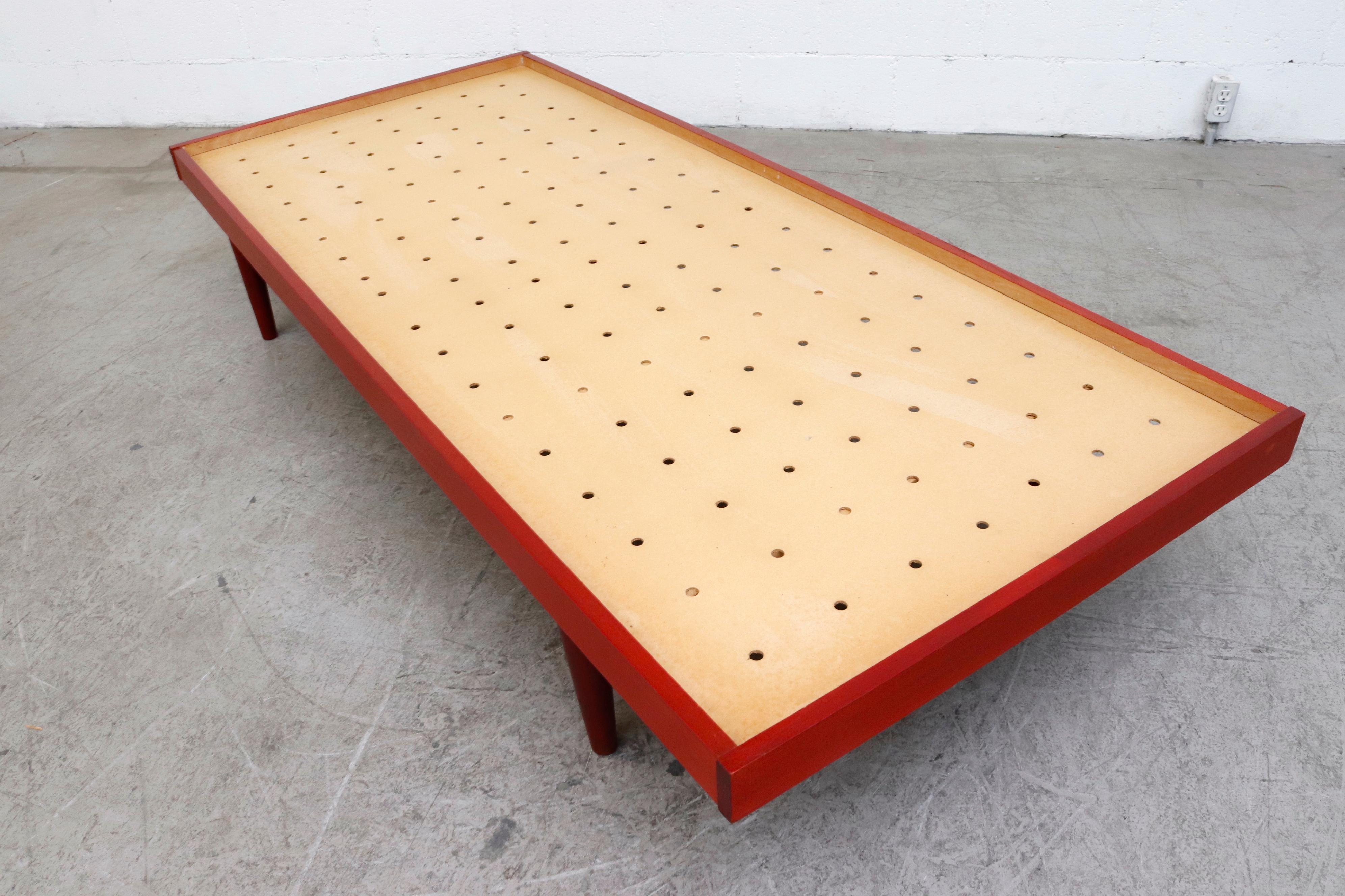 Mid-Century Daybed with Red Stained Frame 1