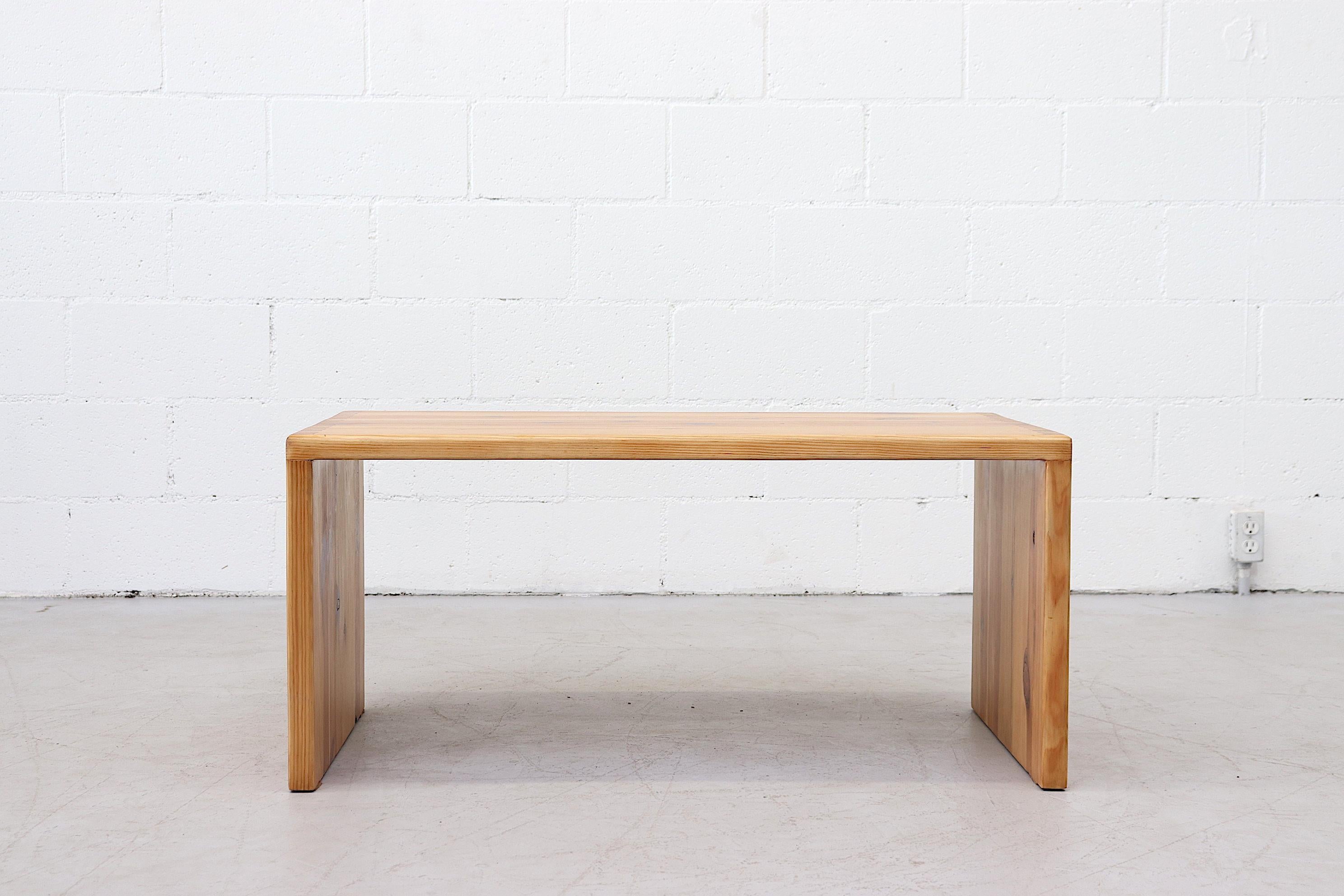 Lovely Ate Van Apeldoorn pine coffee table. Lightly refinished with attractive wood grain and handsome joinery. In original condition with moderate signs of wear consistent with age and use.