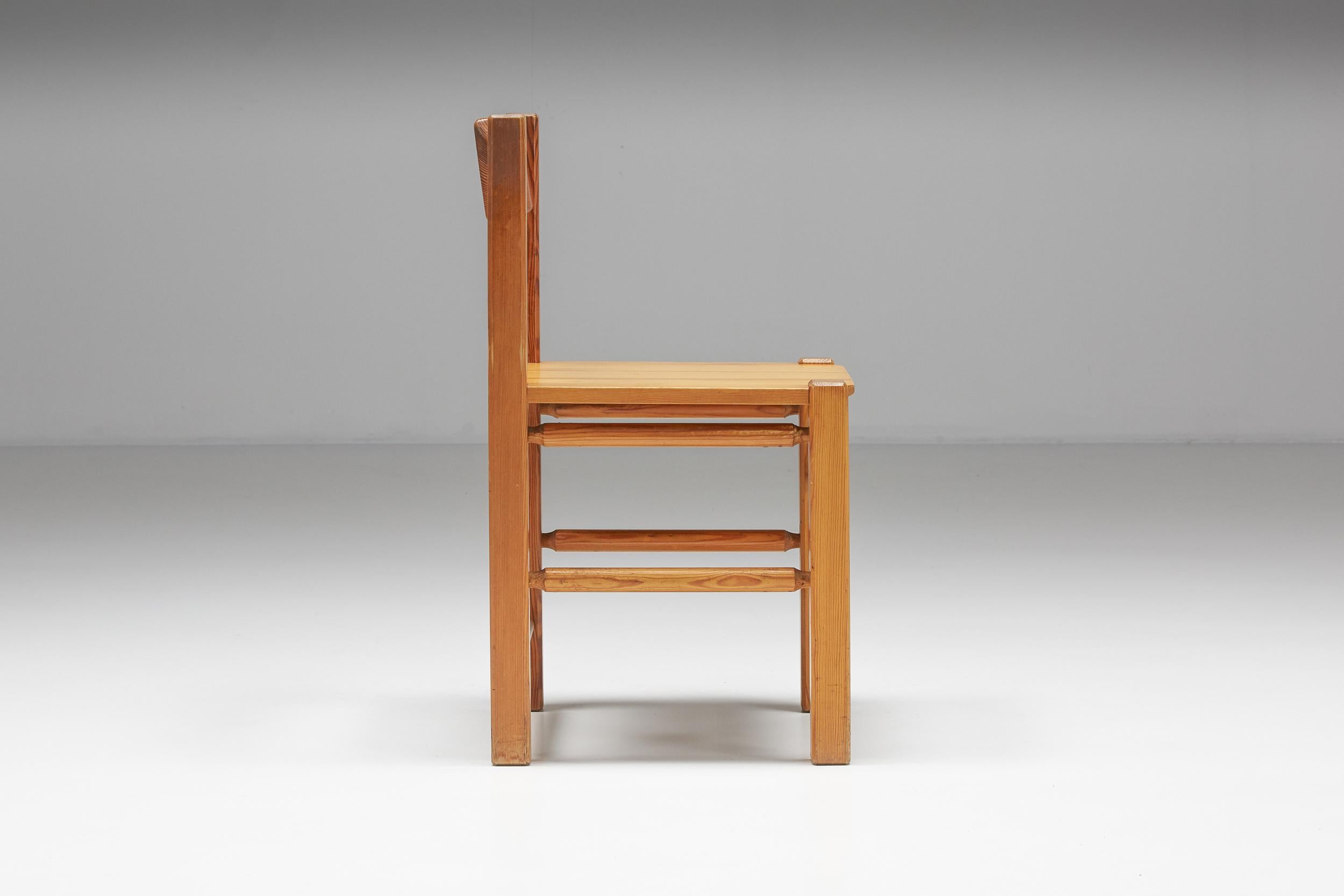 Charlotte Perriand Inspired Pine Dining Chairs, 1960s 1