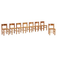 Charlotte Perriand Inspired Pine Dining Chairs, 1960s