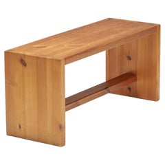 Charlotte Perriand Inspired Pine Wood Bench, Seating Element, 1960's