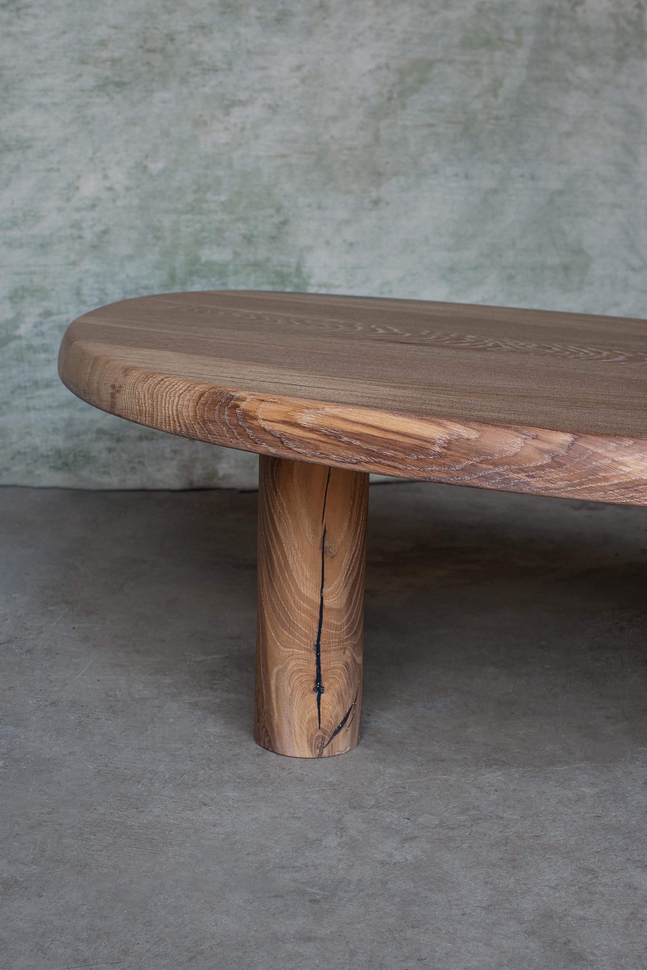 Carved Charlotte Perriand Inspired Solid Oak En Forme Libre Coffee Table