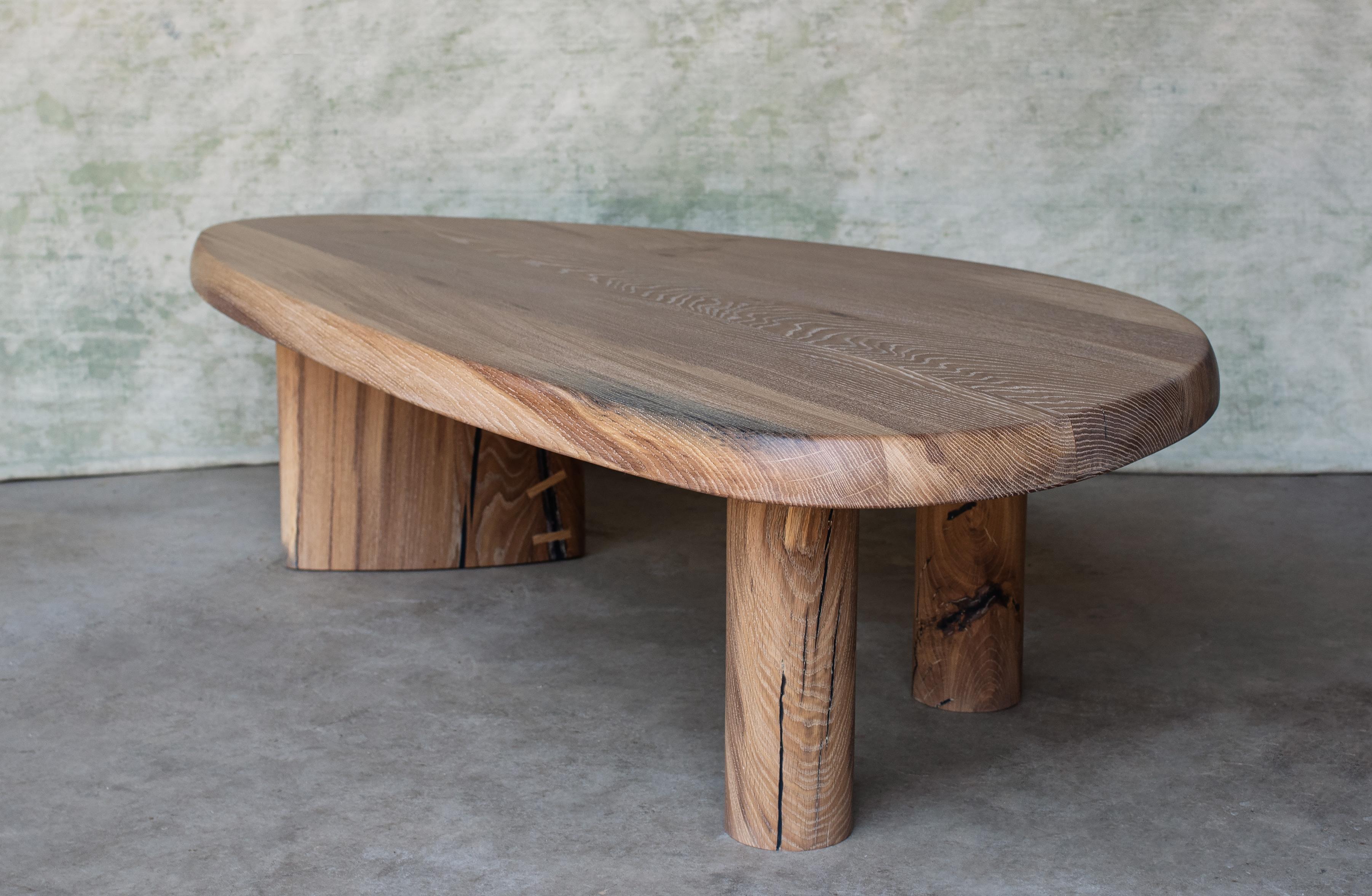 Contemporary Charlotte Perriand Inspired Solid Oak En Forme Libre Coffee Table