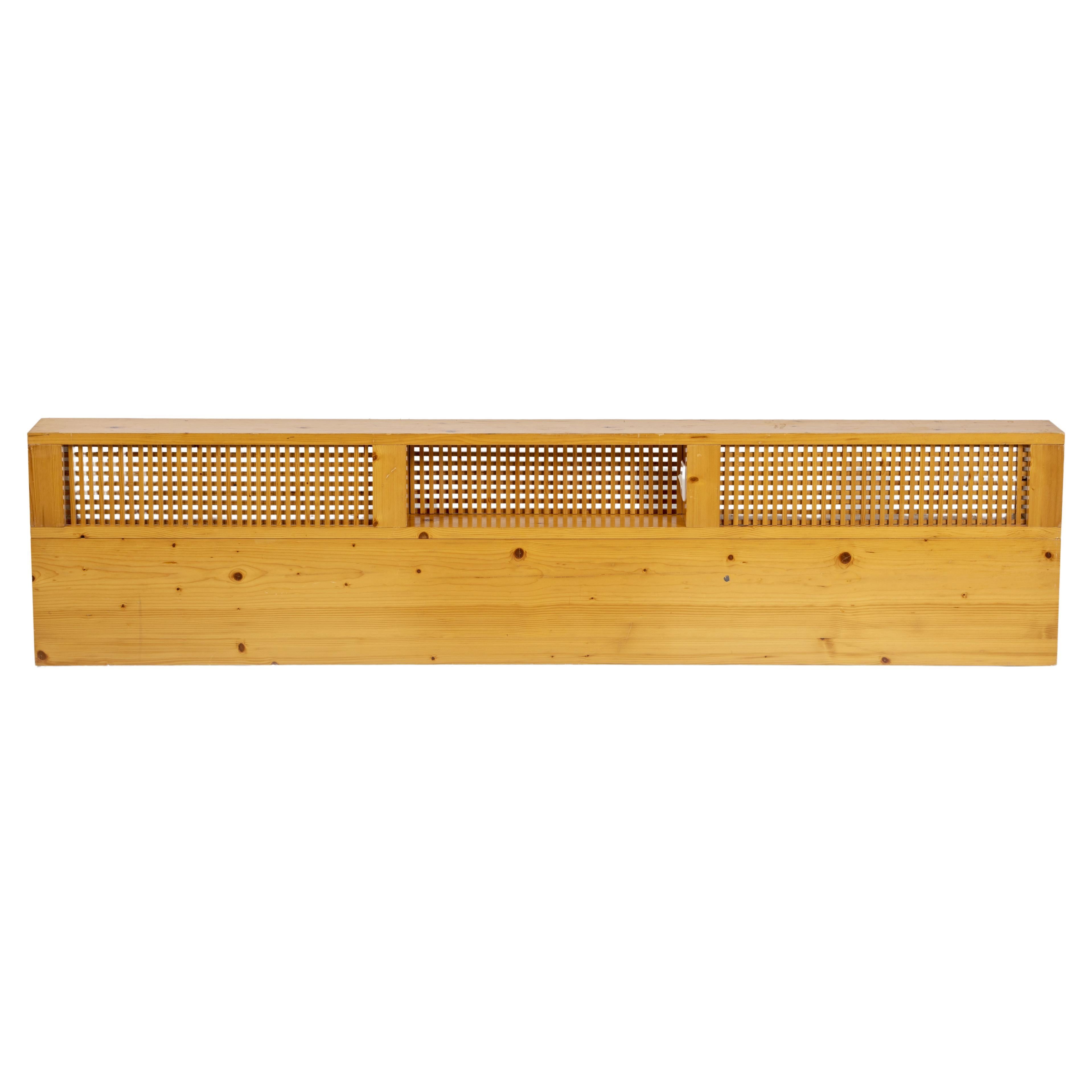 Charlotte Perriand, Large Pine Wood Bed Headboard with Lamp for Les Arcs 1800 For Sale