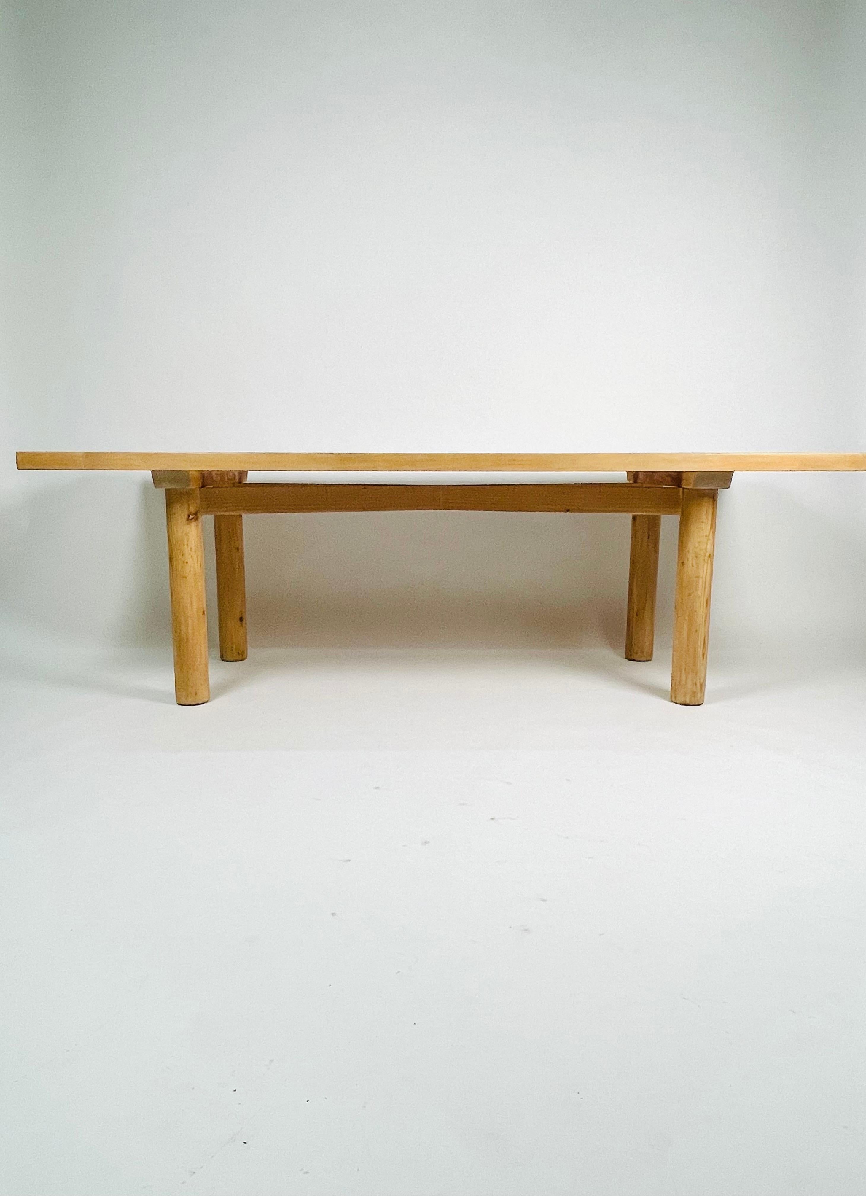 French Charlotte Perriand, Large & Rare Pine Table from Méribel, France 1950.