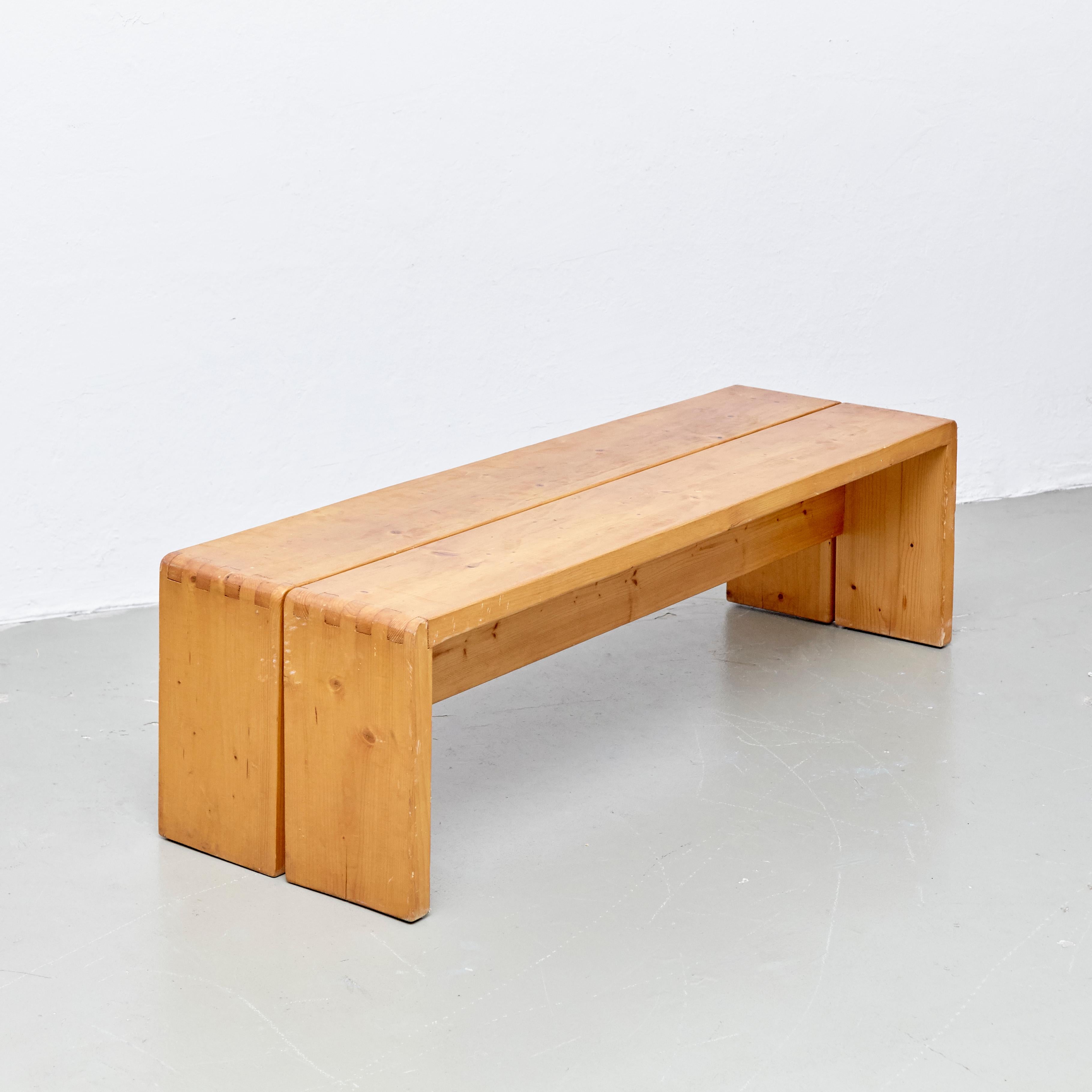 Mid-Century Modern Charlotte Perriand Large Wood Bench for Les Arcs, circa 1960