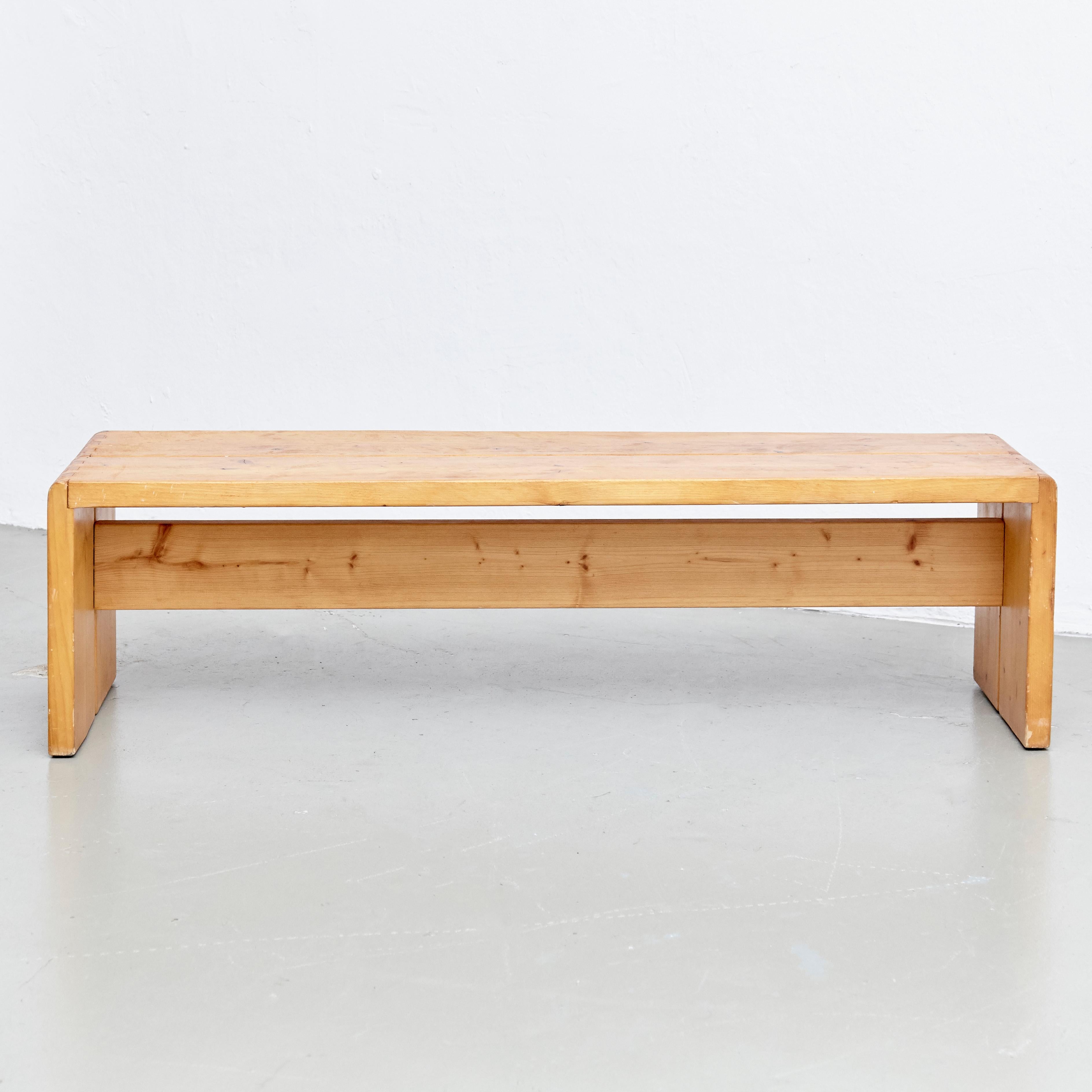 French Charlotte Perriand Large Wood Bench for Les Arcs, circa 1960