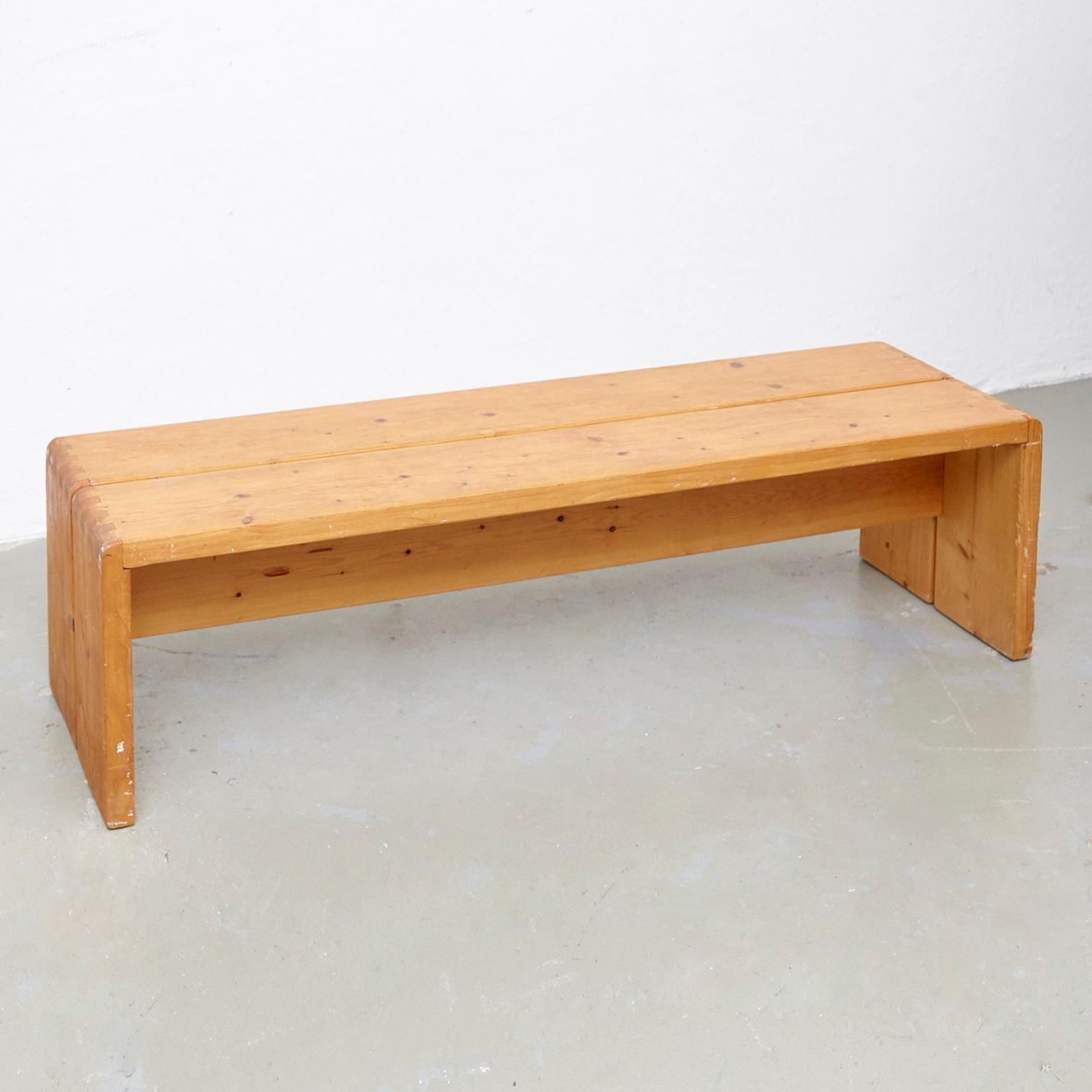 French Charlotte Perriand, Large Wood Bench for Les Arcs, circa 1960