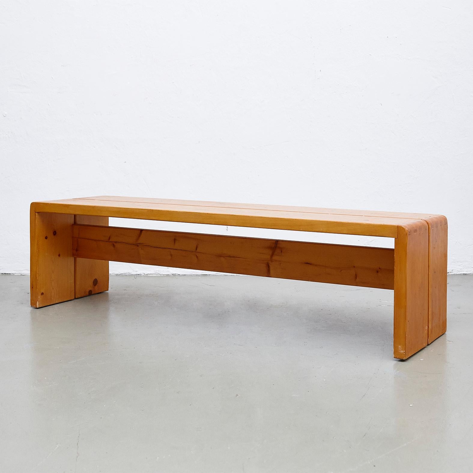 Charlotte Perriand, Mid Century Modern Large Wood Bench for Les Arcs, circa 1960 In Good Condition In Barcelona, Barcelona