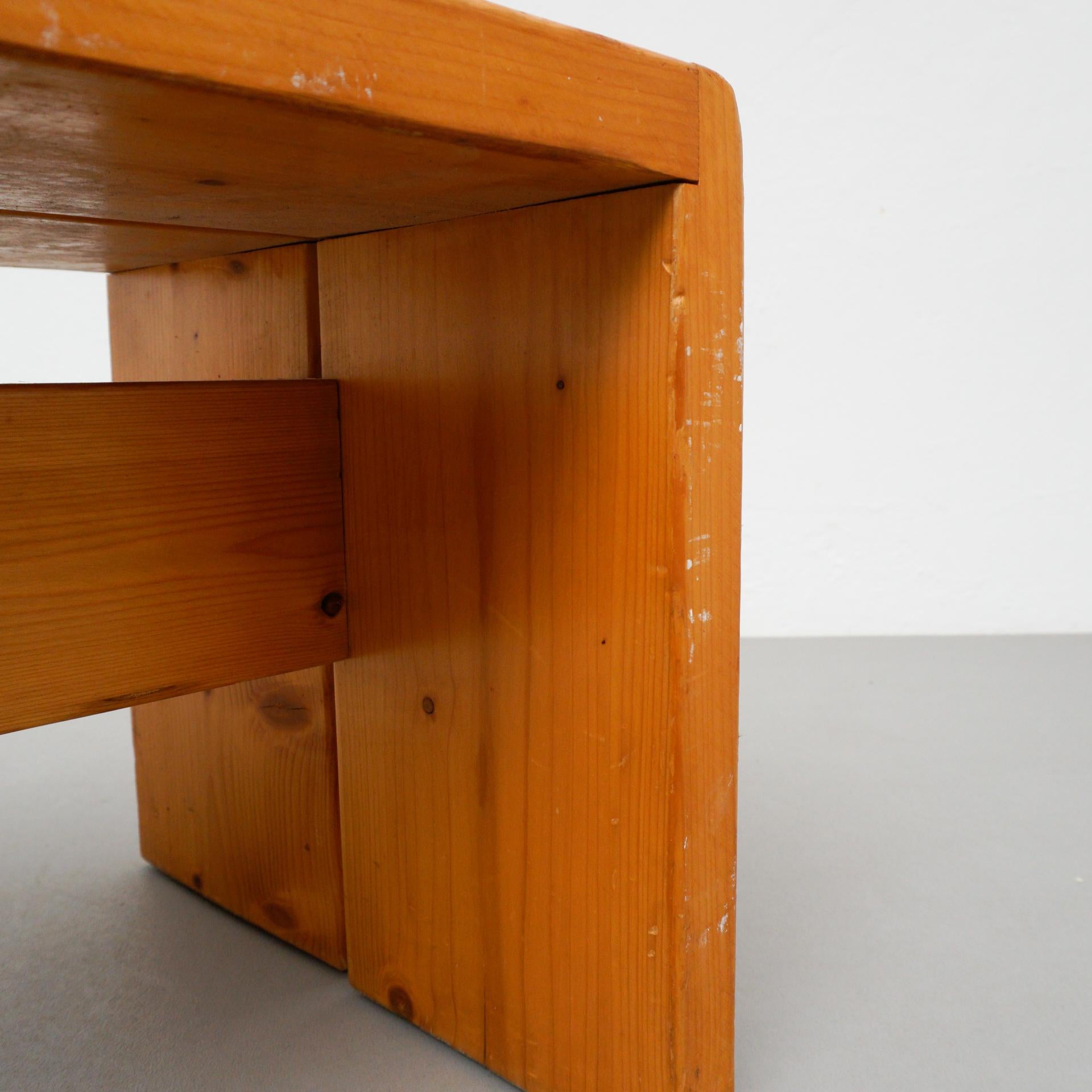 Charlotte Perriand, Large Wood Bench for Les Arcs, circa 1960 In Good Condition In Barcelona, Barcelona