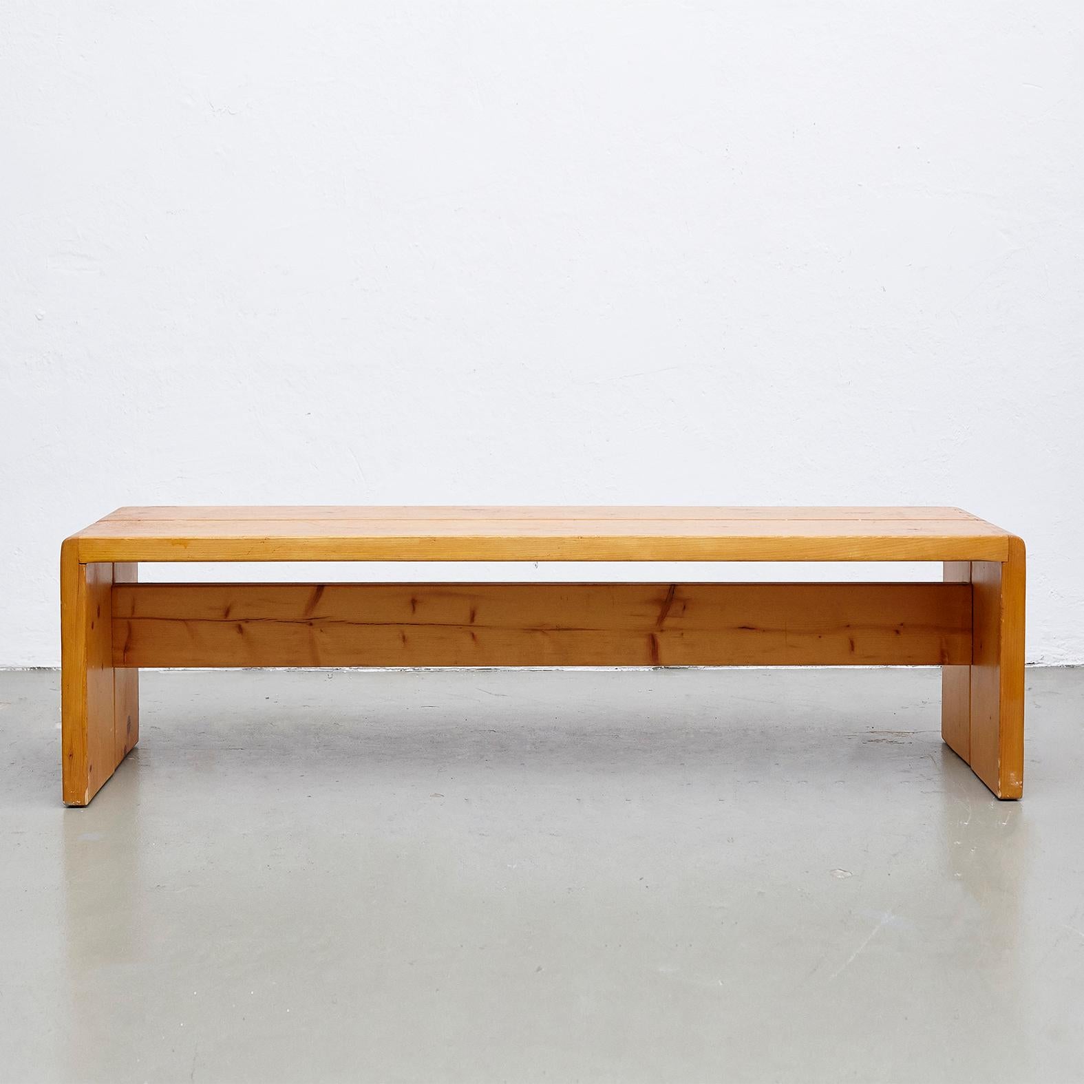 Mid-20th Century Charlotte Perriand, Mid Century Modern Large Wood Bench for Les Arcs, circa 1960