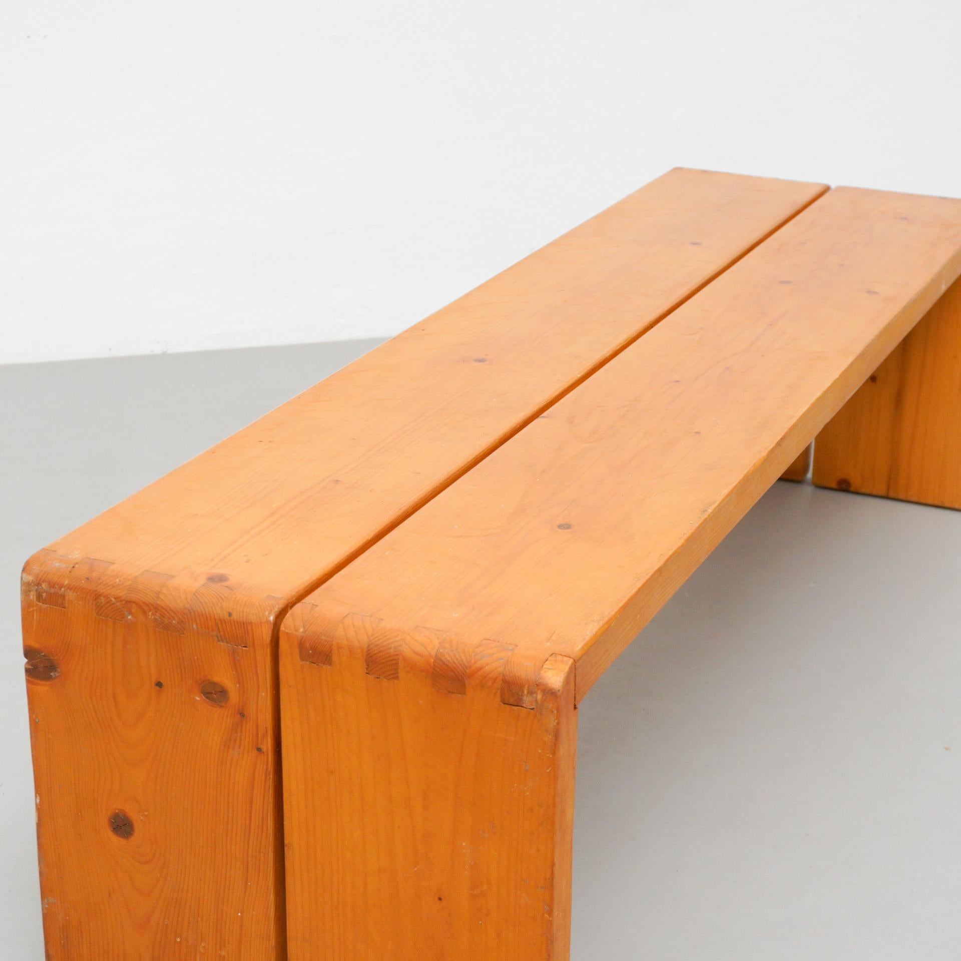 Pine Charlotte Perriand, Large Wood Bench for Les Arcs, circa 1960