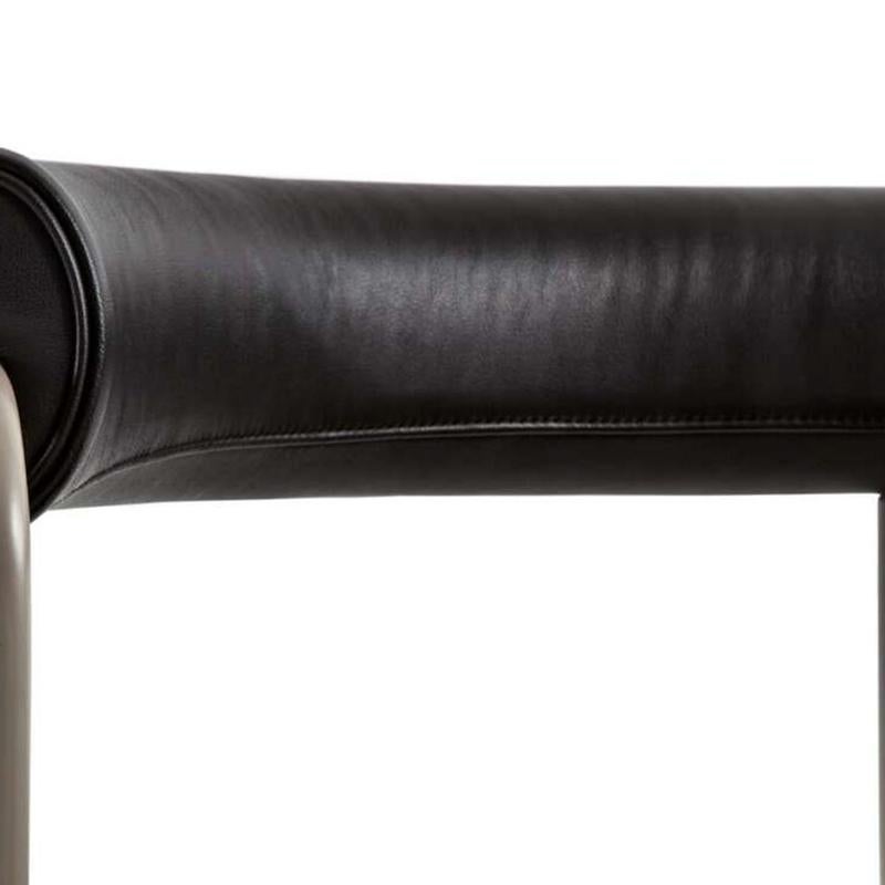 Italian Charlotte Perriand LC7 Black Leather Chair by Cassina
