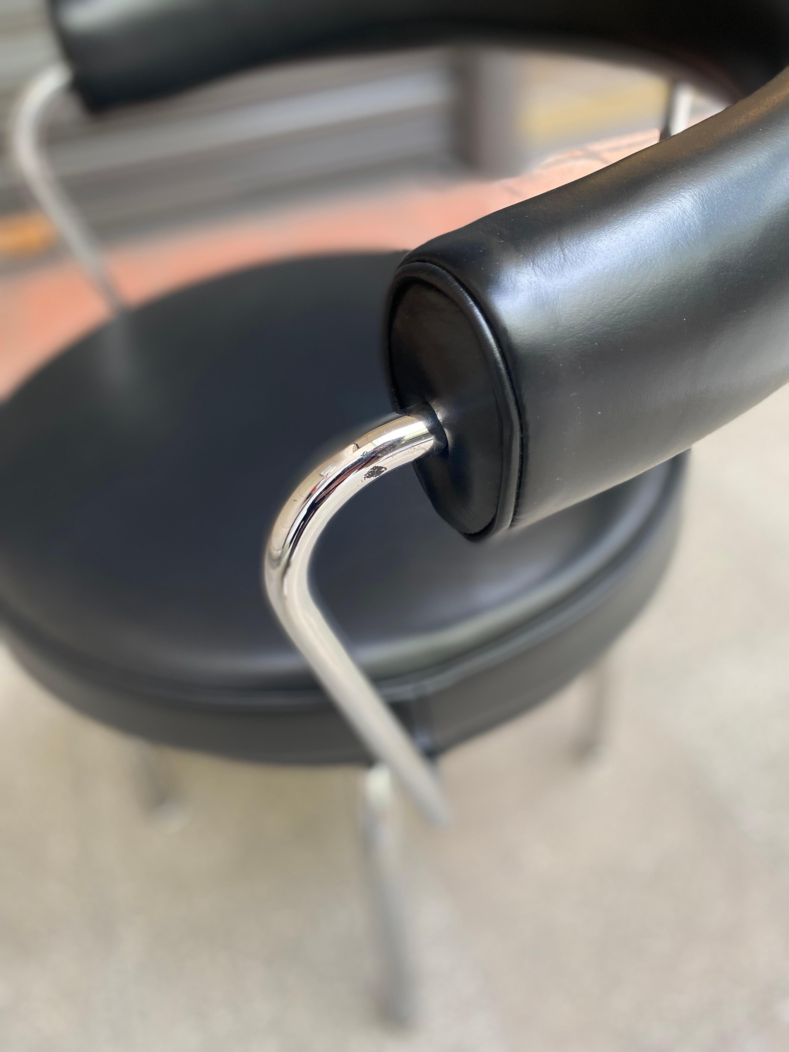 Charlotte Perriand Black Swivel Chair Cassina Edition  5
