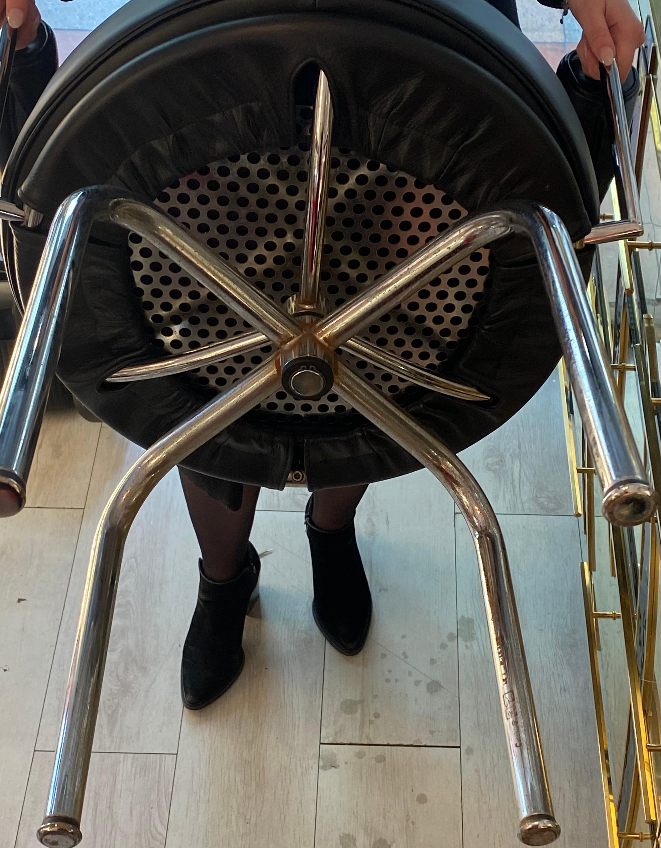Charlotte Perriand Black Swivel Chair Cassina Edition  9