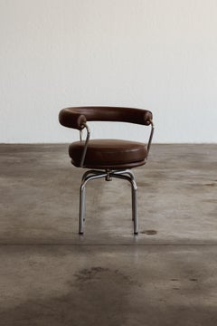 Charlotte Perriand “LC7” Dining Chair for Cassina, Brown Leather, 1927