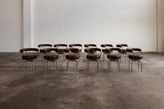 Charlotte Perriand “LC7” Chairs for Cassina, 1927, Brown Leather, Set of 12