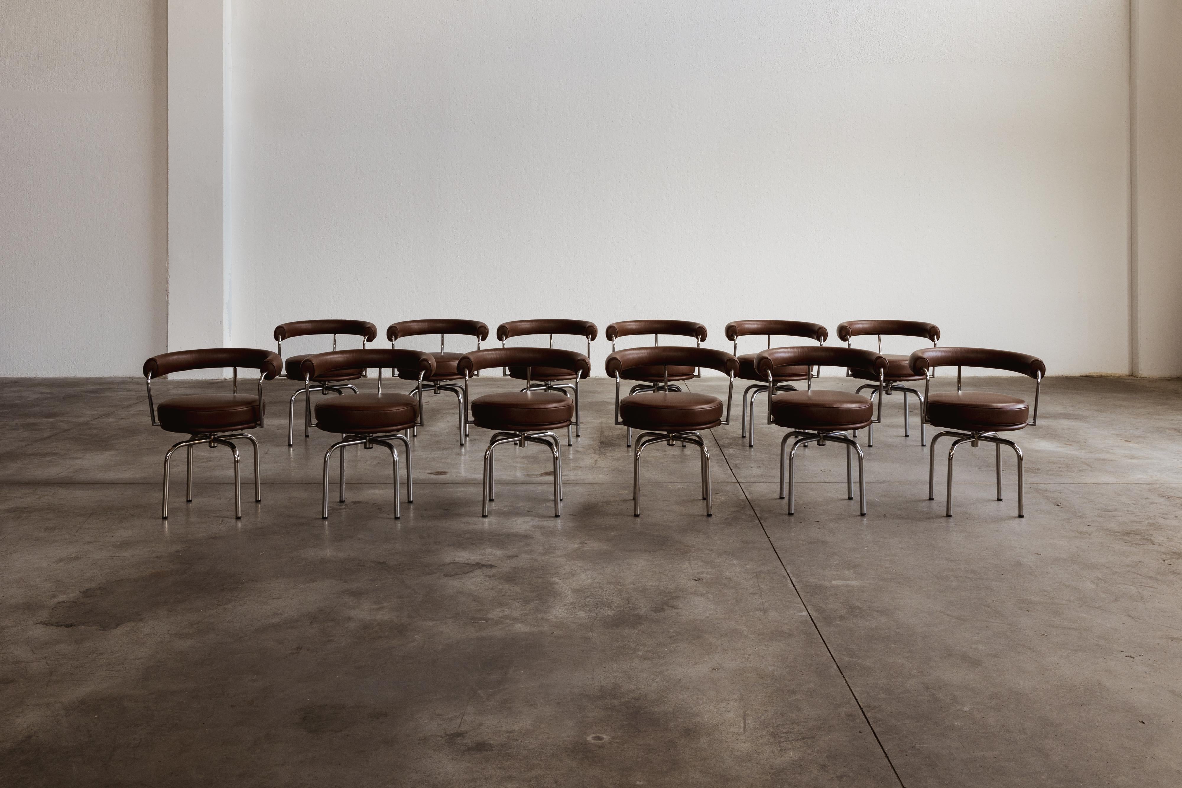Italian Charlotte Perriand “LC7” Dining Chairs for Cassina, 1927, Set of 12 For Sale