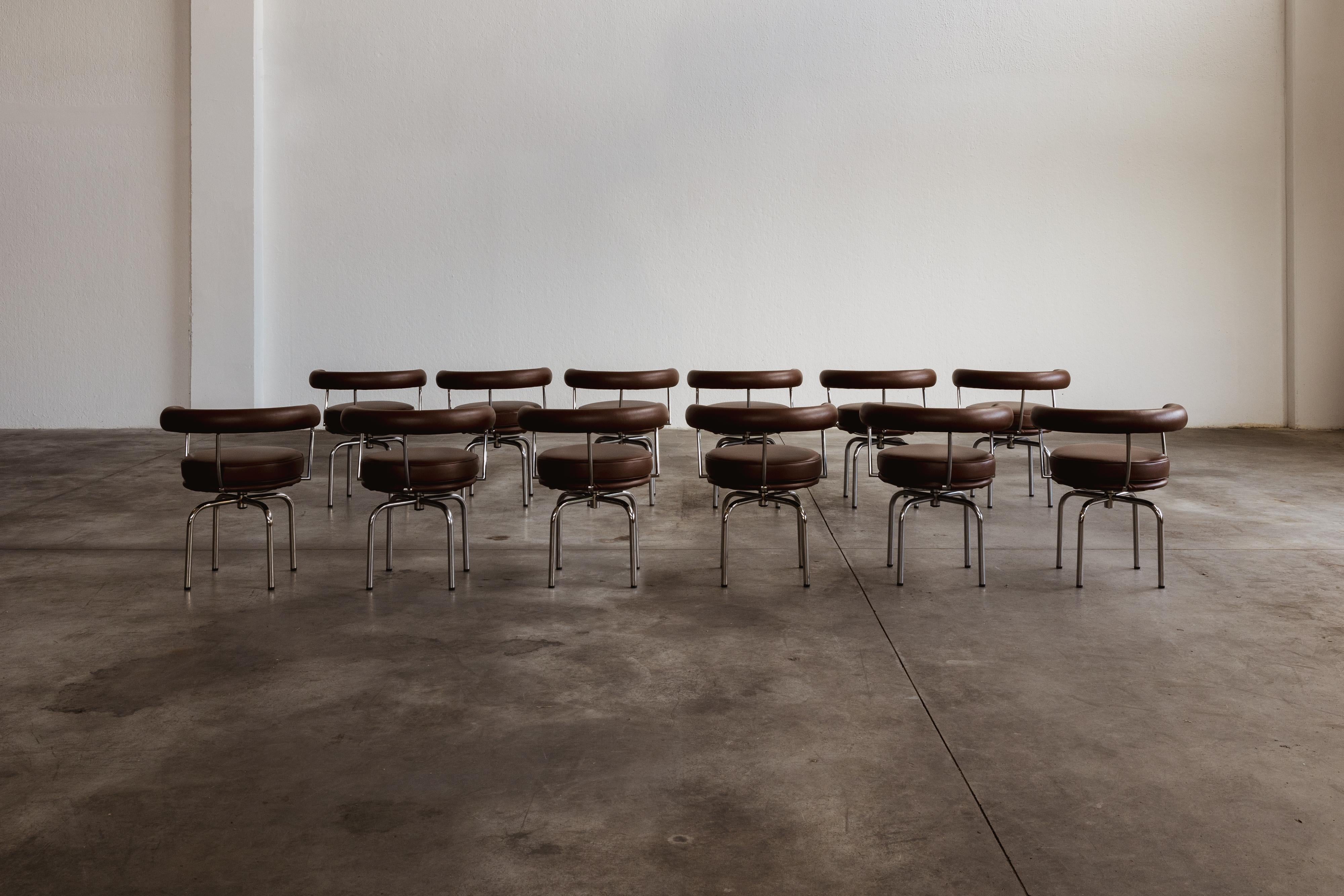 Steel Charlotte Perriand “LC7” Dining Chairs for Cassina, 1927, Set of 12 For Sale