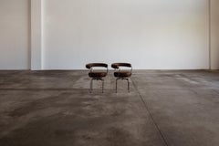 Charlotte Perriand "LC7" per Cassina, pelle marrone, 1927, set di 2 sedie