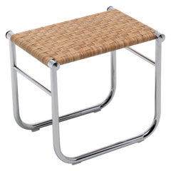 Vintage Charlotte Perriand LC9 Stool, Rattan and Metal by Cassina