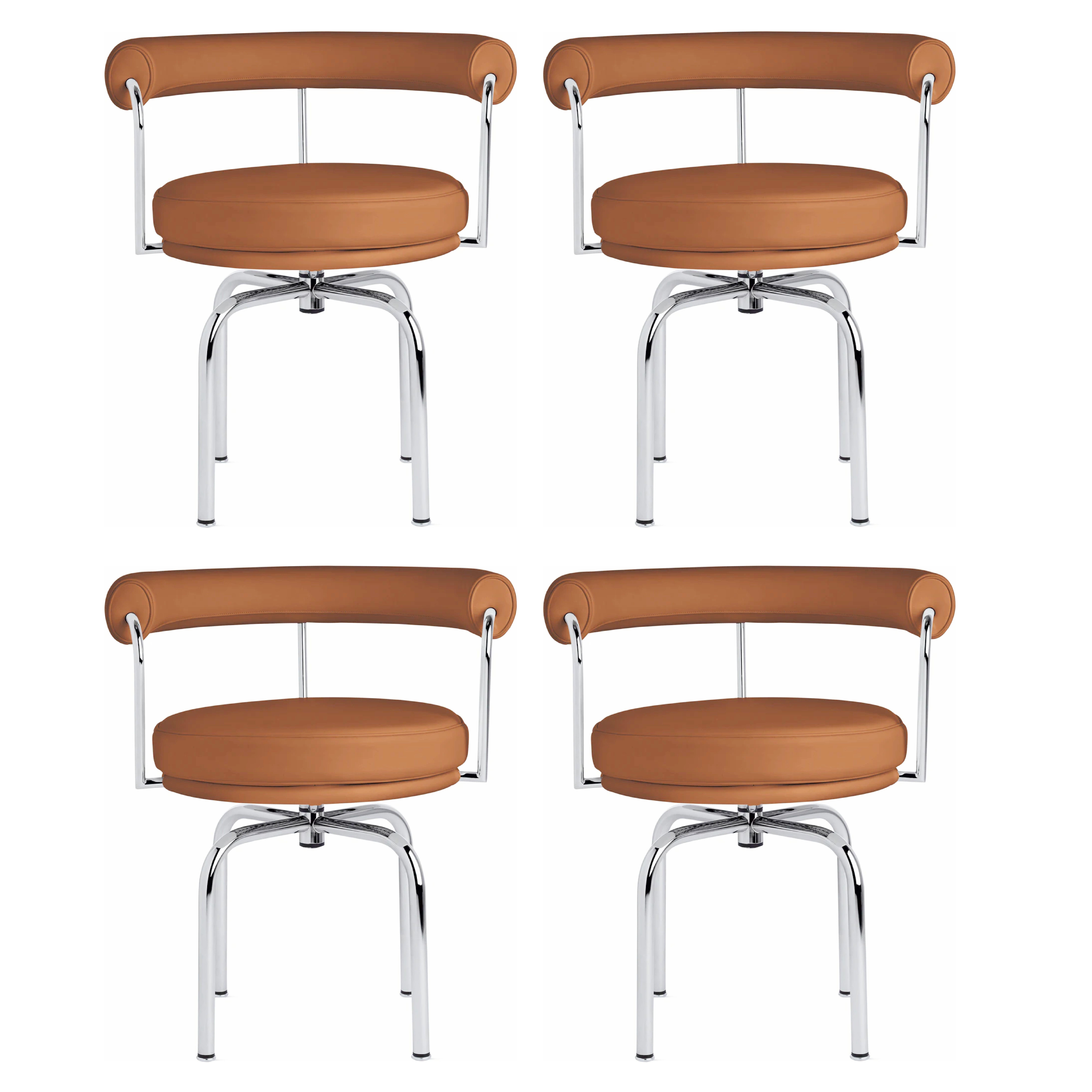 Charlotte Perriand, Le Corbusier LC7 Siège Tournant, Fauteuil, Set of 4 Chairs