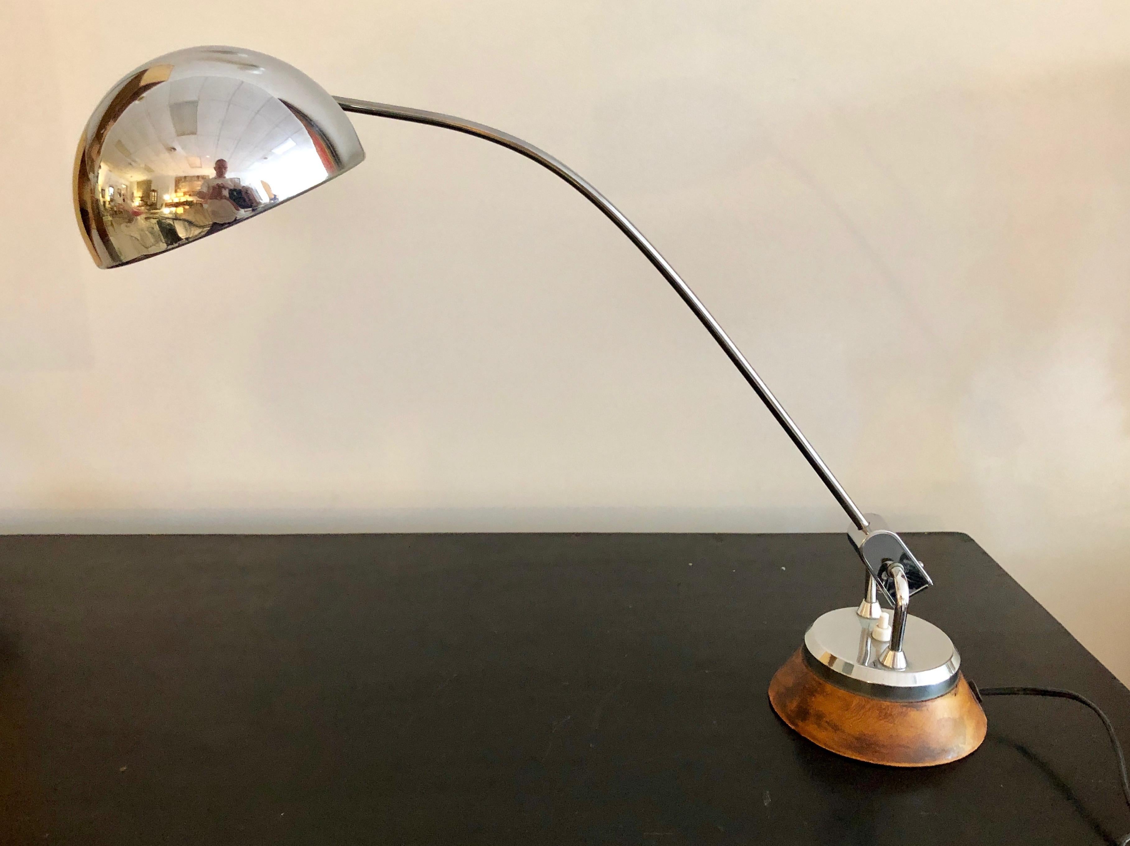 Charlotte Perriand Leather and Chrome Desk Lamp In Good Condition In Brooklyn, NY