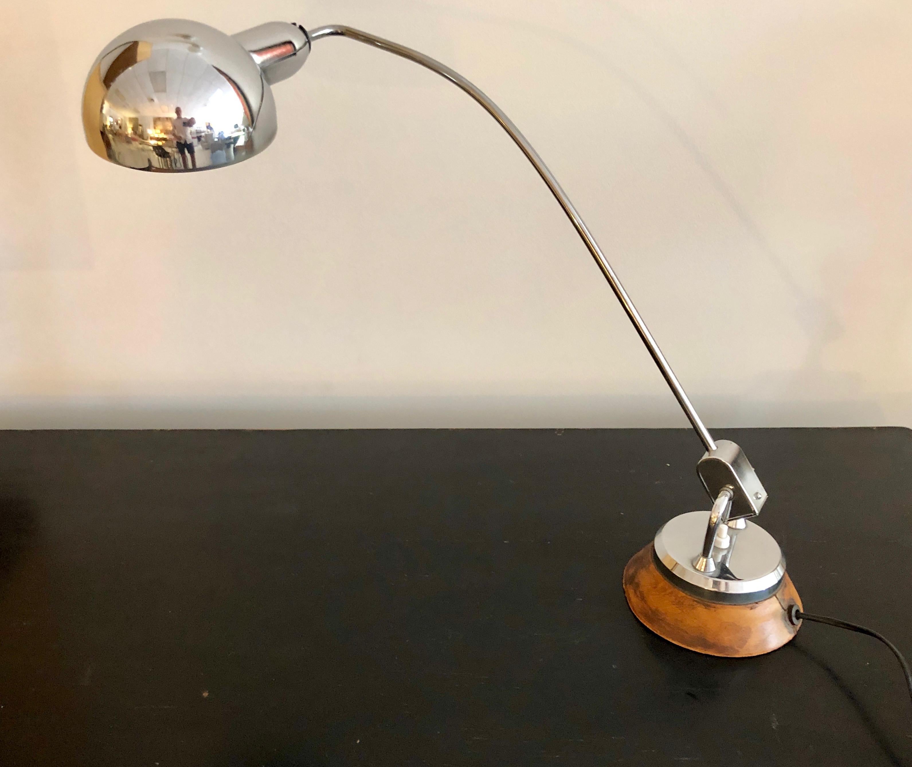 Mid-20th Century Charlotte Perriand Leather and Chrome Desk Lamp