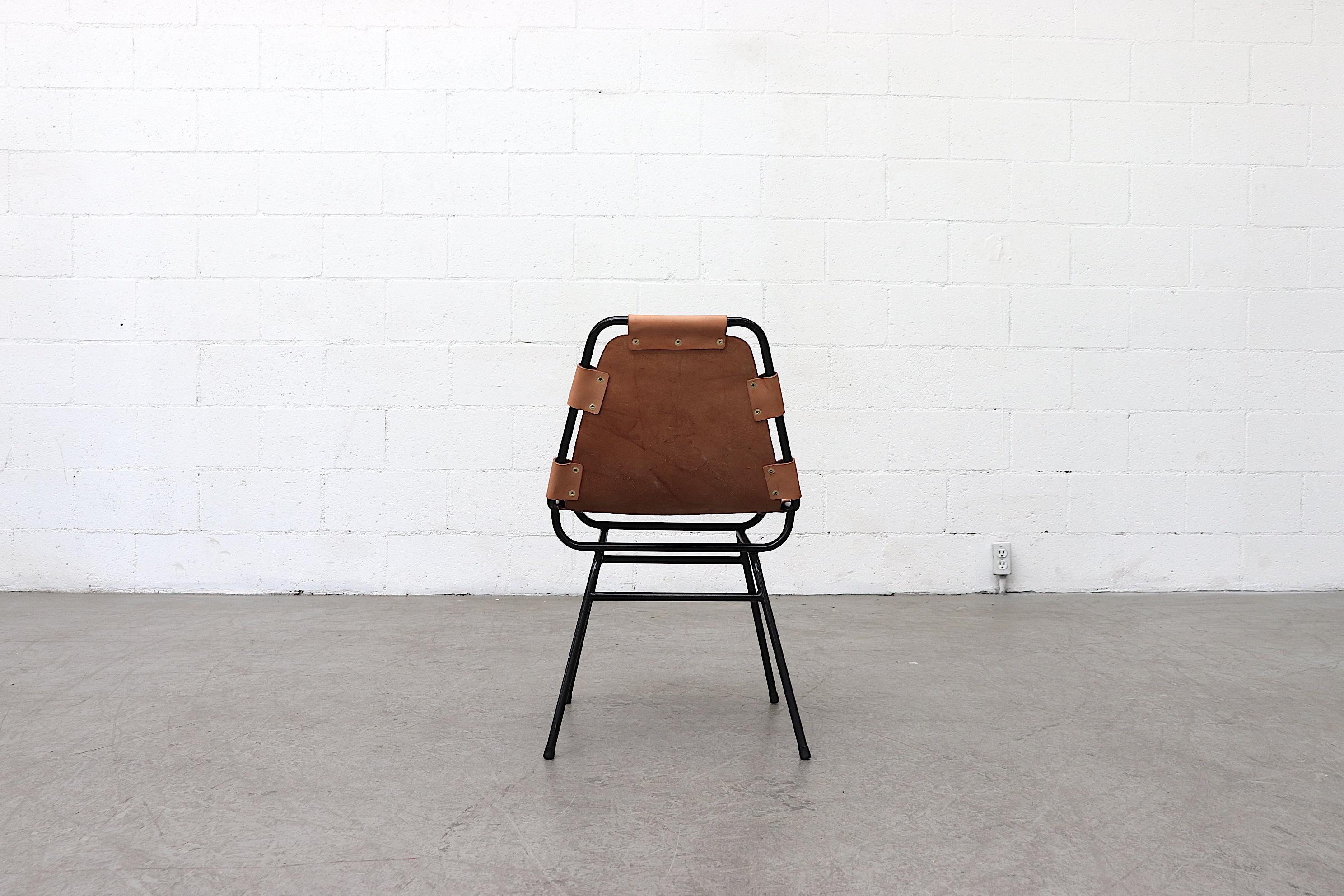 Charlotte Perriand-Les Arc Style Leather Chairs In Good Condition In Los Angeles, CA