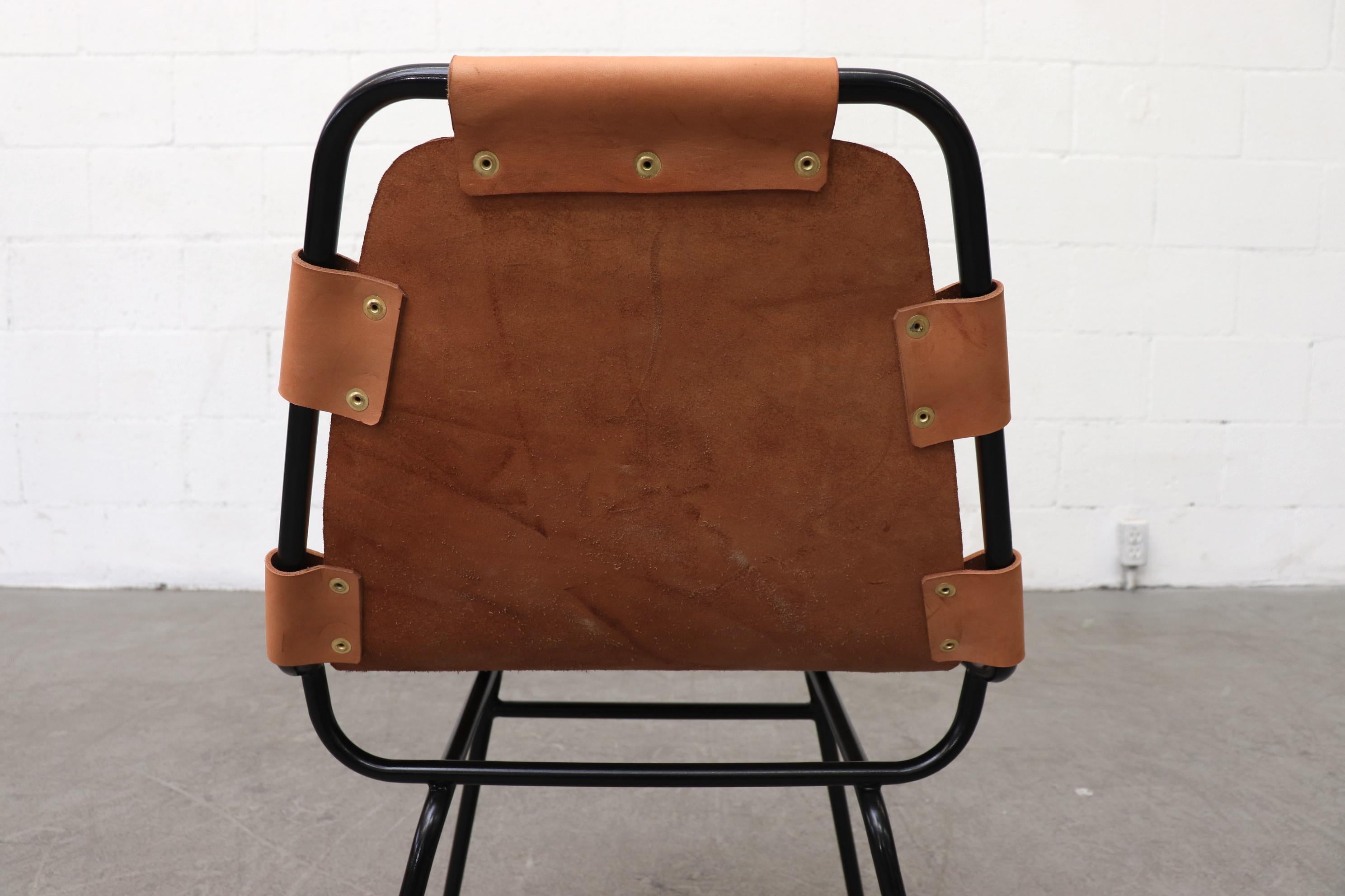 20th Century Charlotte Perriand-Les Arc Style Leather Chairs