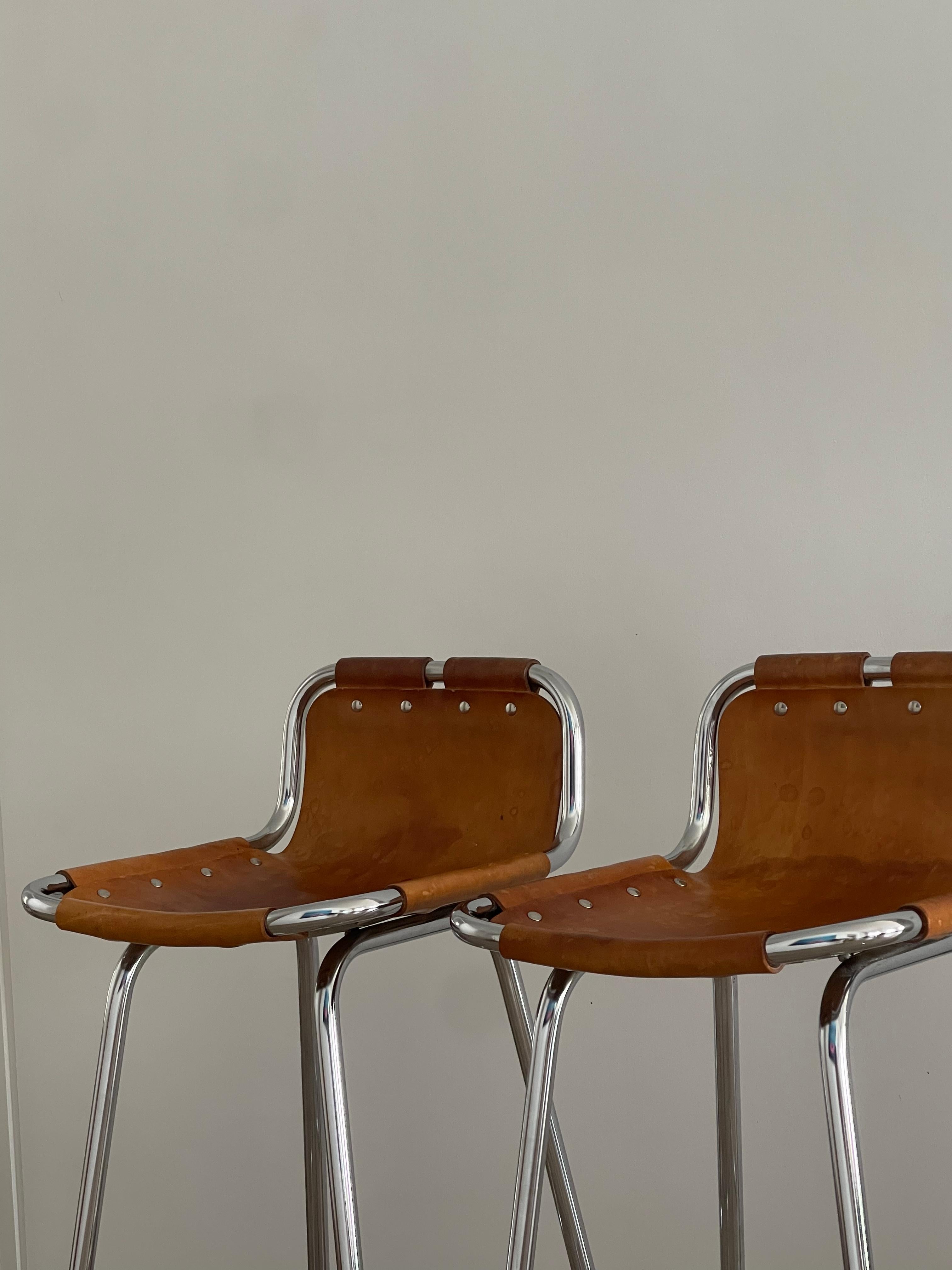 Mid-Century Modern Charlotte Perriand Selected Les Arcs Bar Stools - 1960's - set of 2