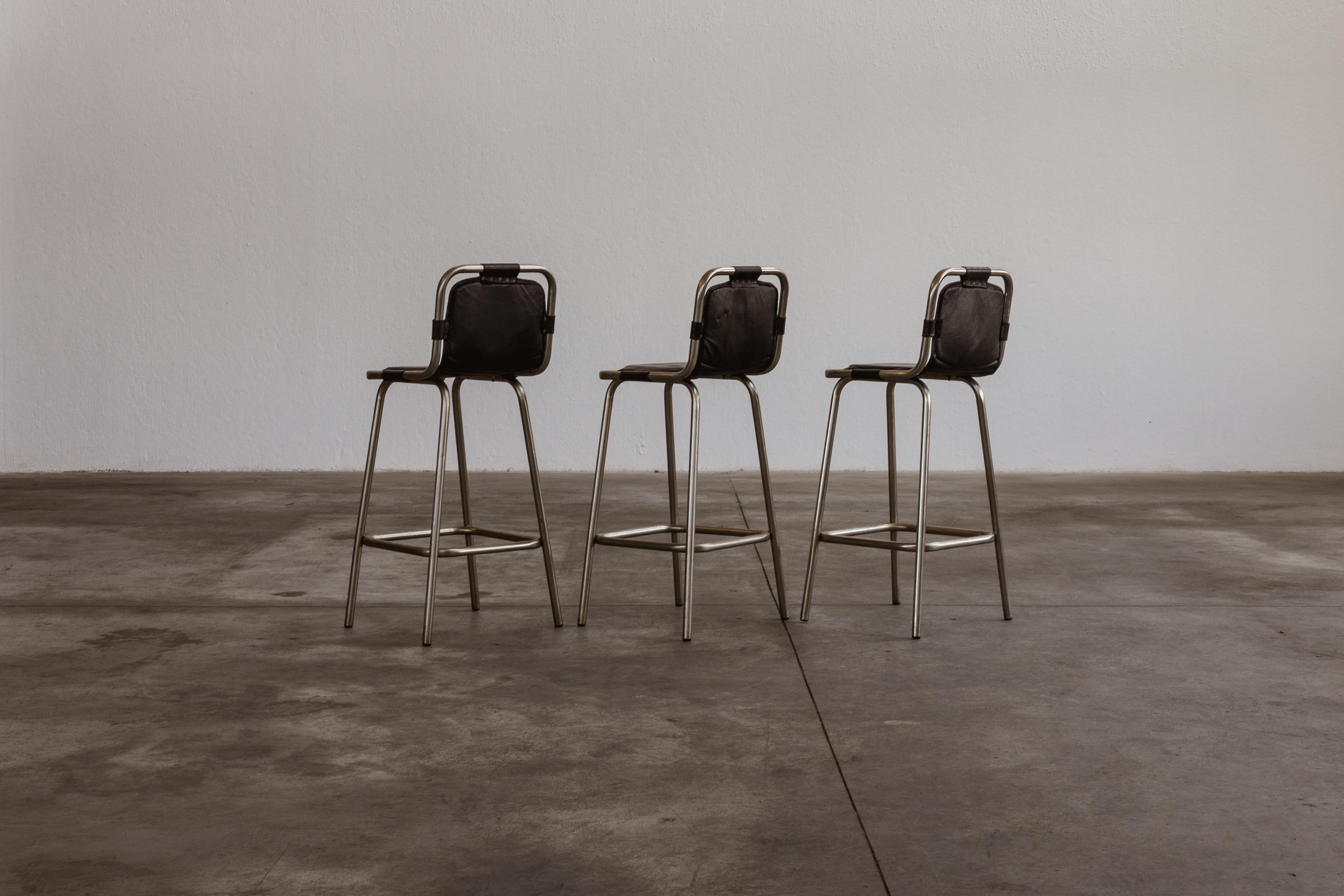Italian Charlotte Perriand “Les Arcs” Bar Stools for Cassina, 1960s, Set of 3 For Sale