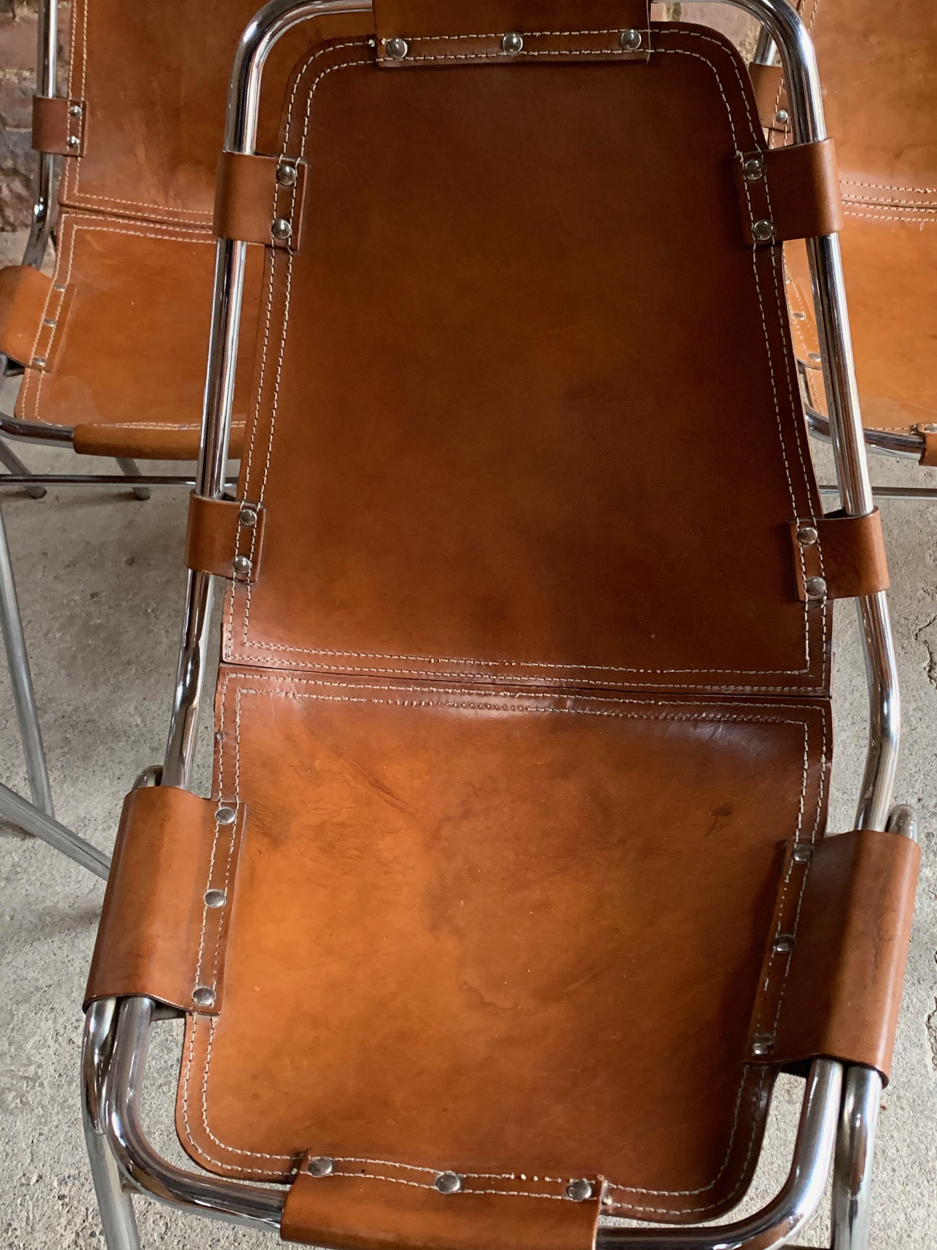 Les Arcs Dining Chairs Leather Set of Ten, 1970s 6