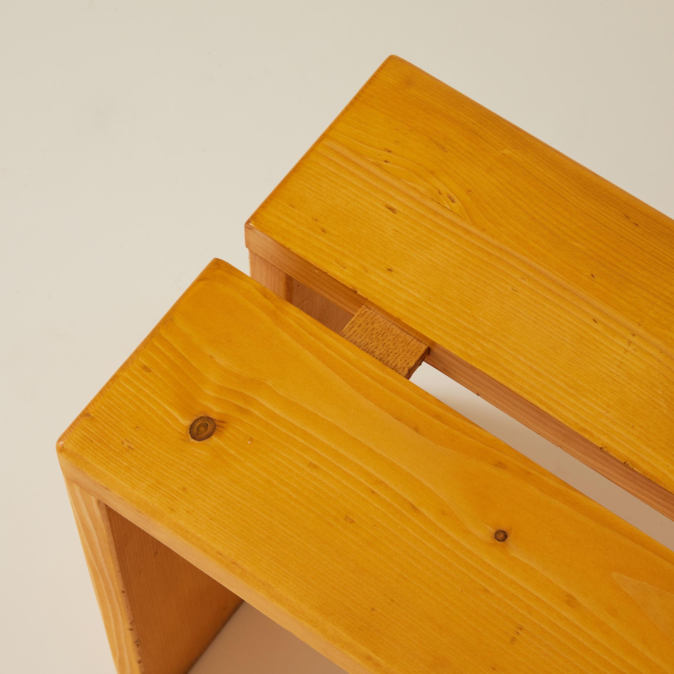 20th Century Charlotte Perriand Les Arcs Pine Stools or Side Tables, 1960s, a Pair For Sale