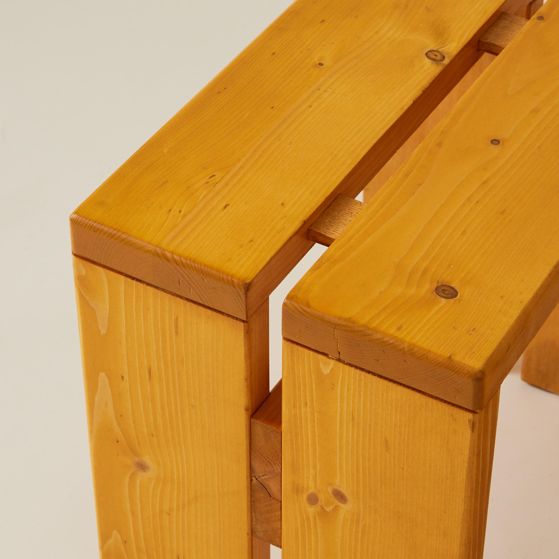 Charlotte Perriand Les Arcs Pine Stools or Side Tables, 1960s, a Pair For Sale 1