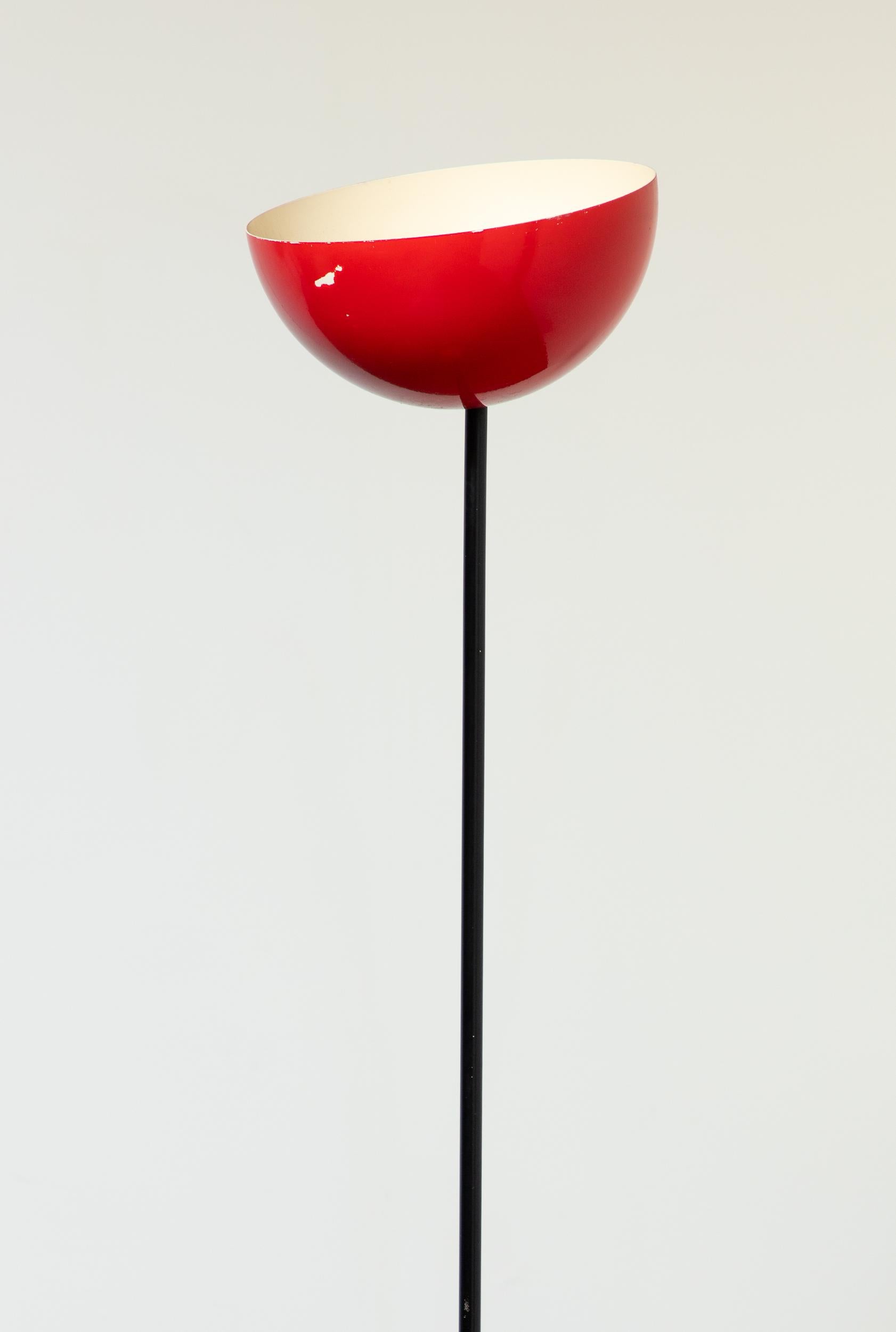 French Charlotte Perriand Les Arcs Style Red and Yellow Floor Lamp For Sale