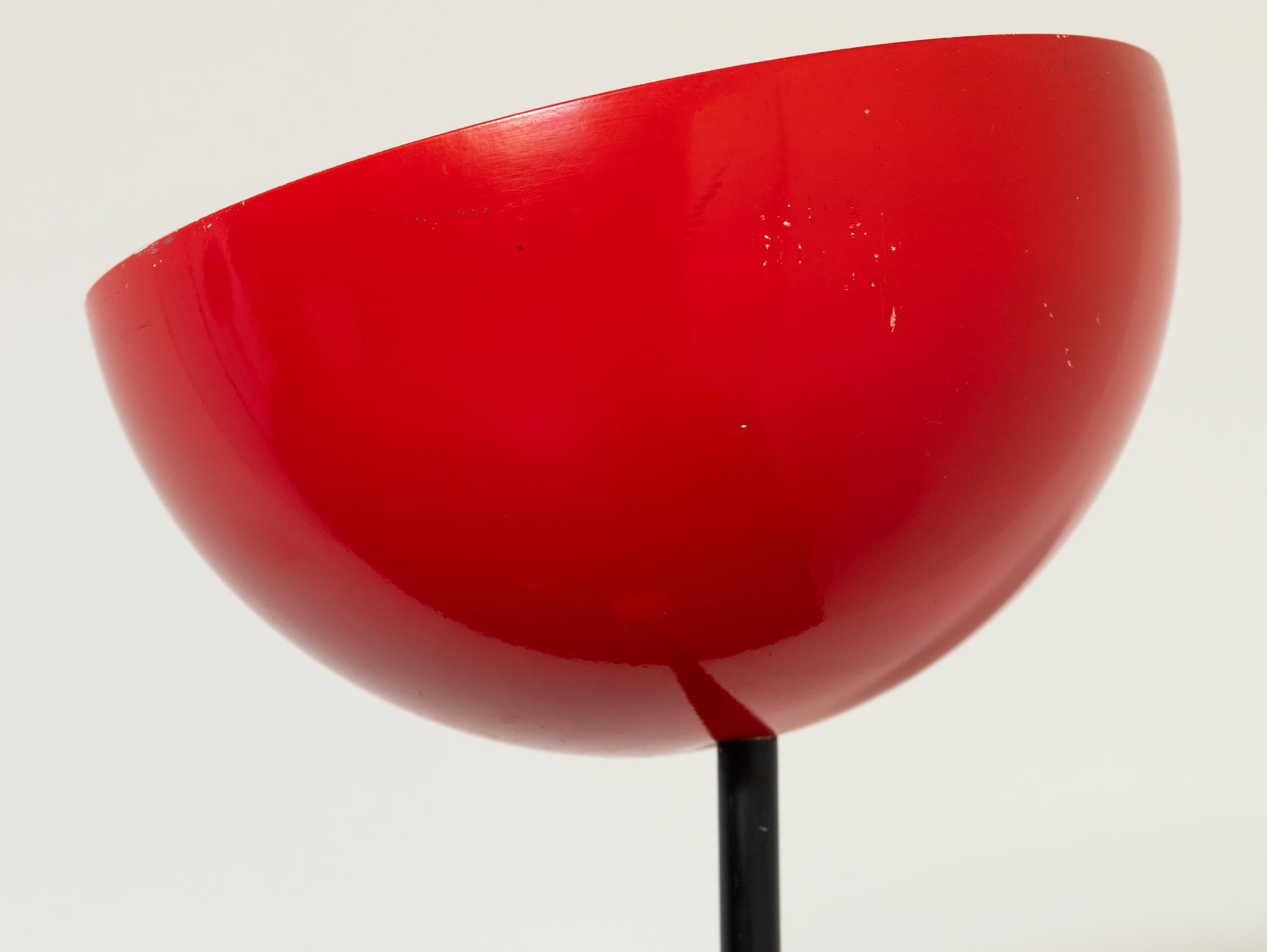 Enameled Charlotte Perriand Les Arcs Style Red and Yellow Floor Lamp For Sale