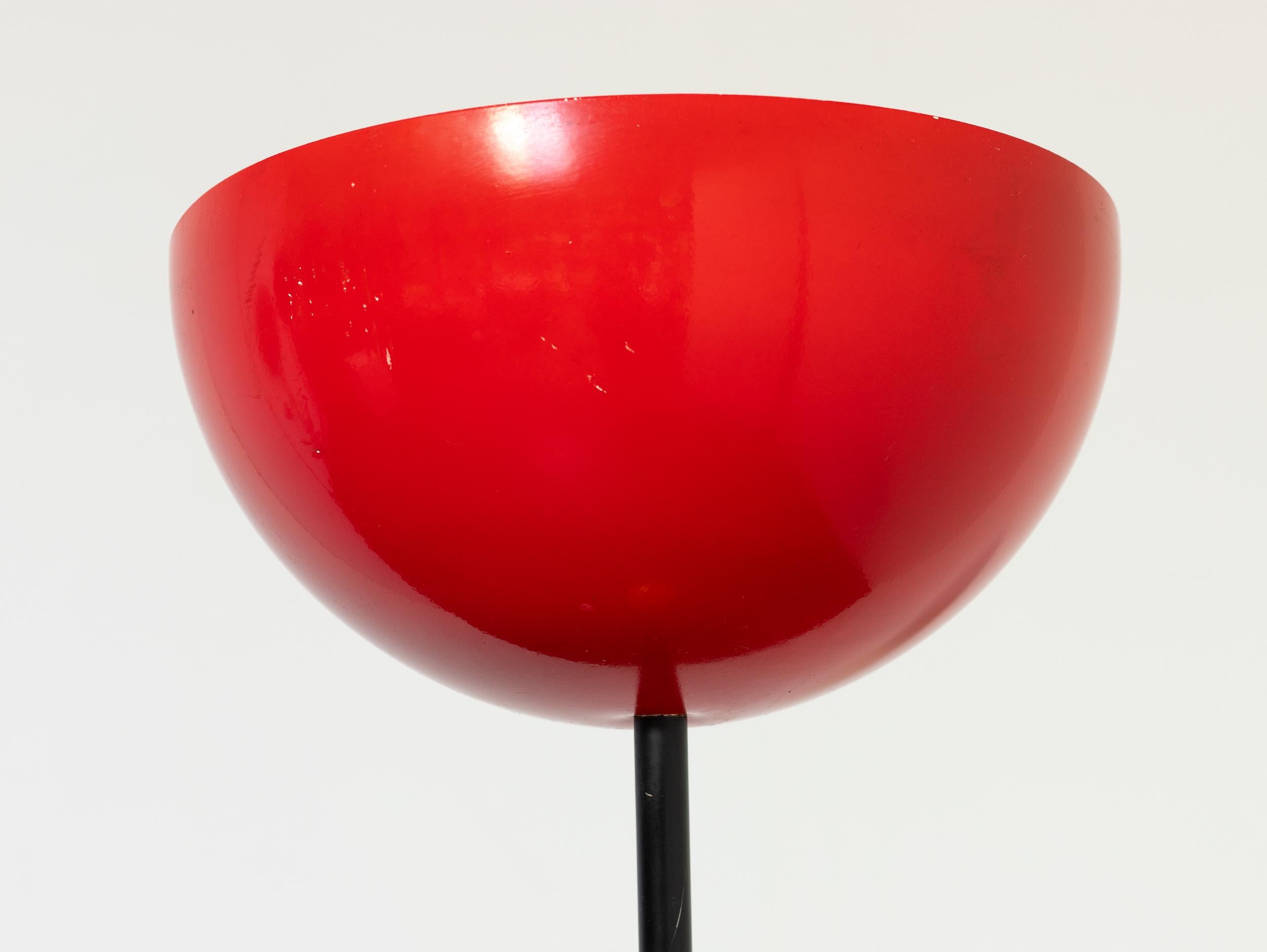 Charlotte Perriand Les Arcs Style Red and Yellow Floor Lamp In Good Condition For Sale In Brooklyn, NY