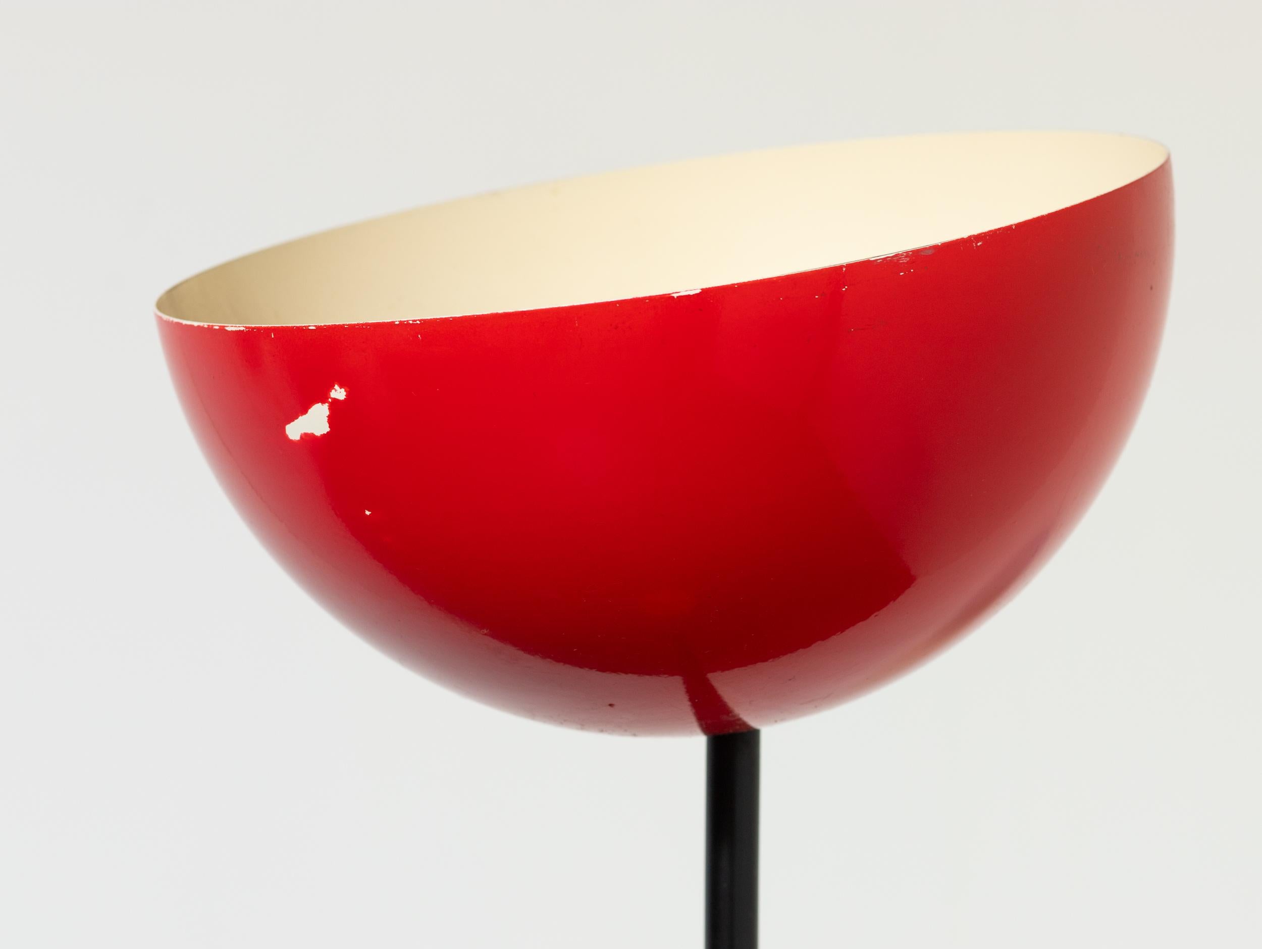 20th Century Charlotte Perriand Les Arcs Style Red and Yellow Floor Lamp For Sale