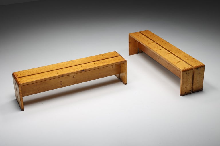 French Charlotte Perriand Les Arcs Two-Person Bench, Mid-Century Modern, 1960's For Sale