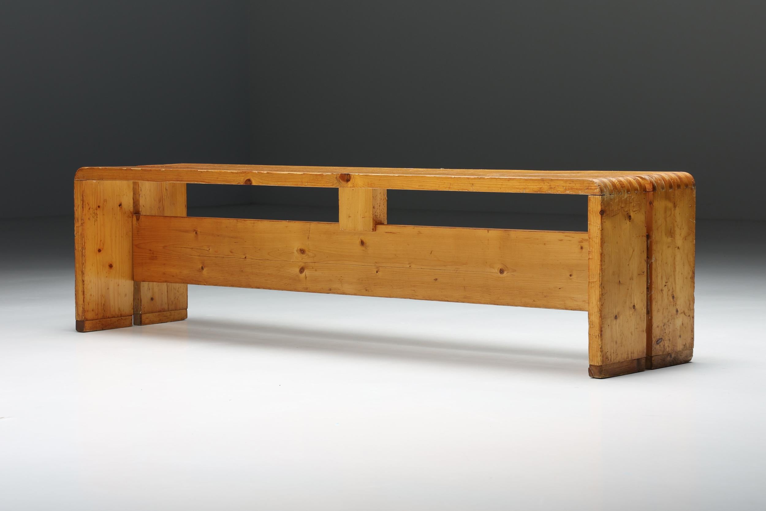 French Charlotte Perriand Les Arcs Bench, France, 1960s