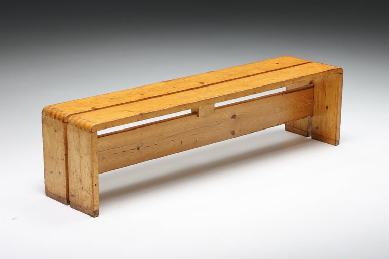 Mid-20th Century Charlotte Perriand Les Arcs Two-Person Bench, Mid-Century Modern, 1960's For Sale